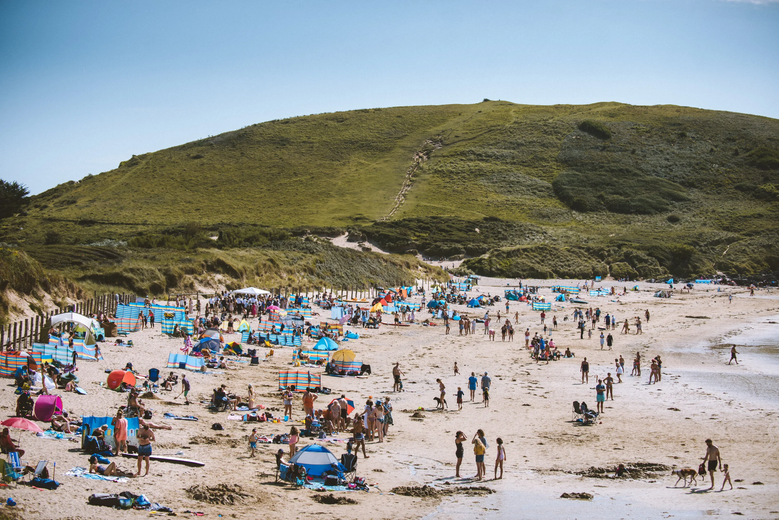 Wedding photo at Daymer Bay in Cornwall. 