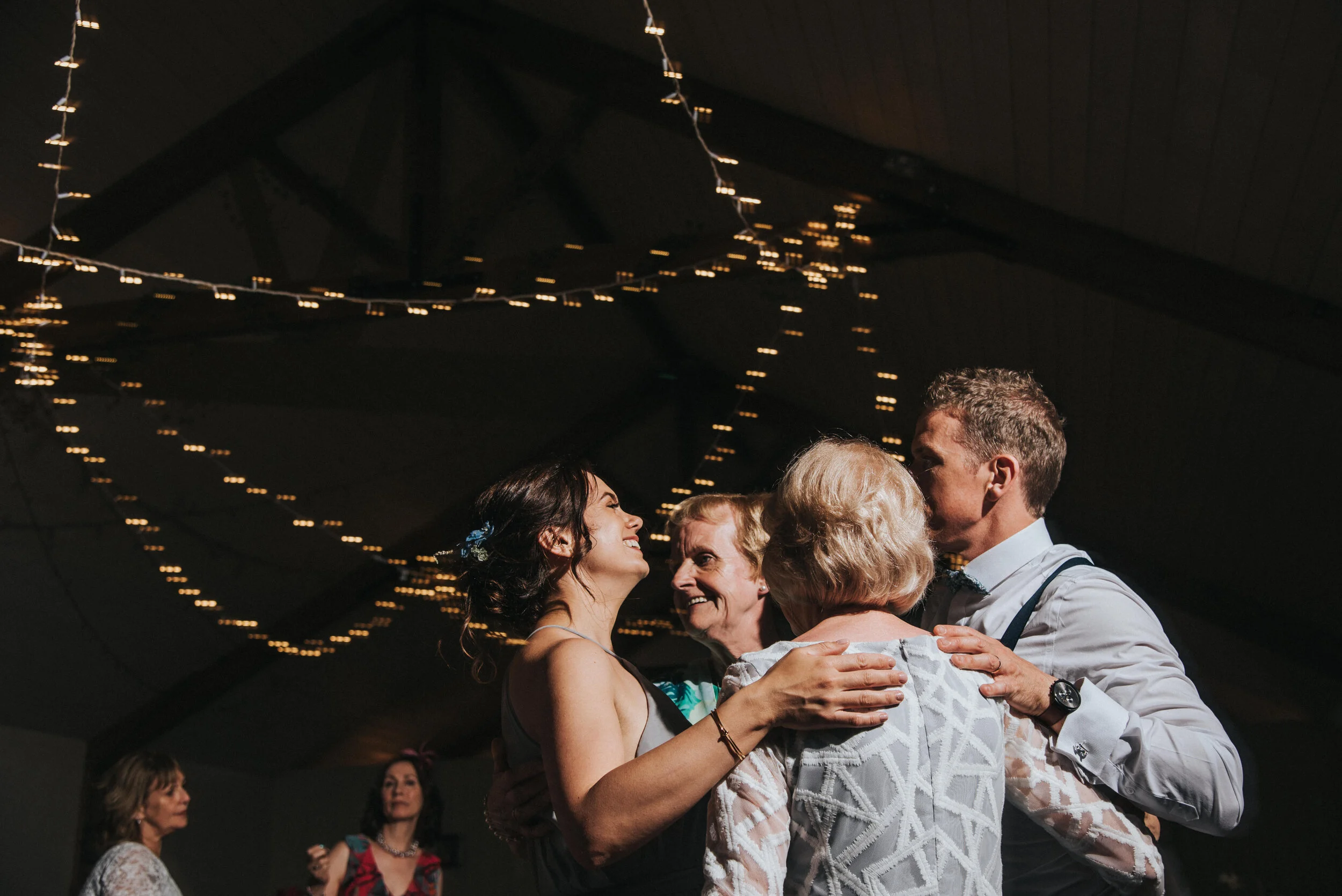 Evening wedding party at Launcells Barton in Bude, captured by Cornwall wedding photographer Mark Shaw Photography