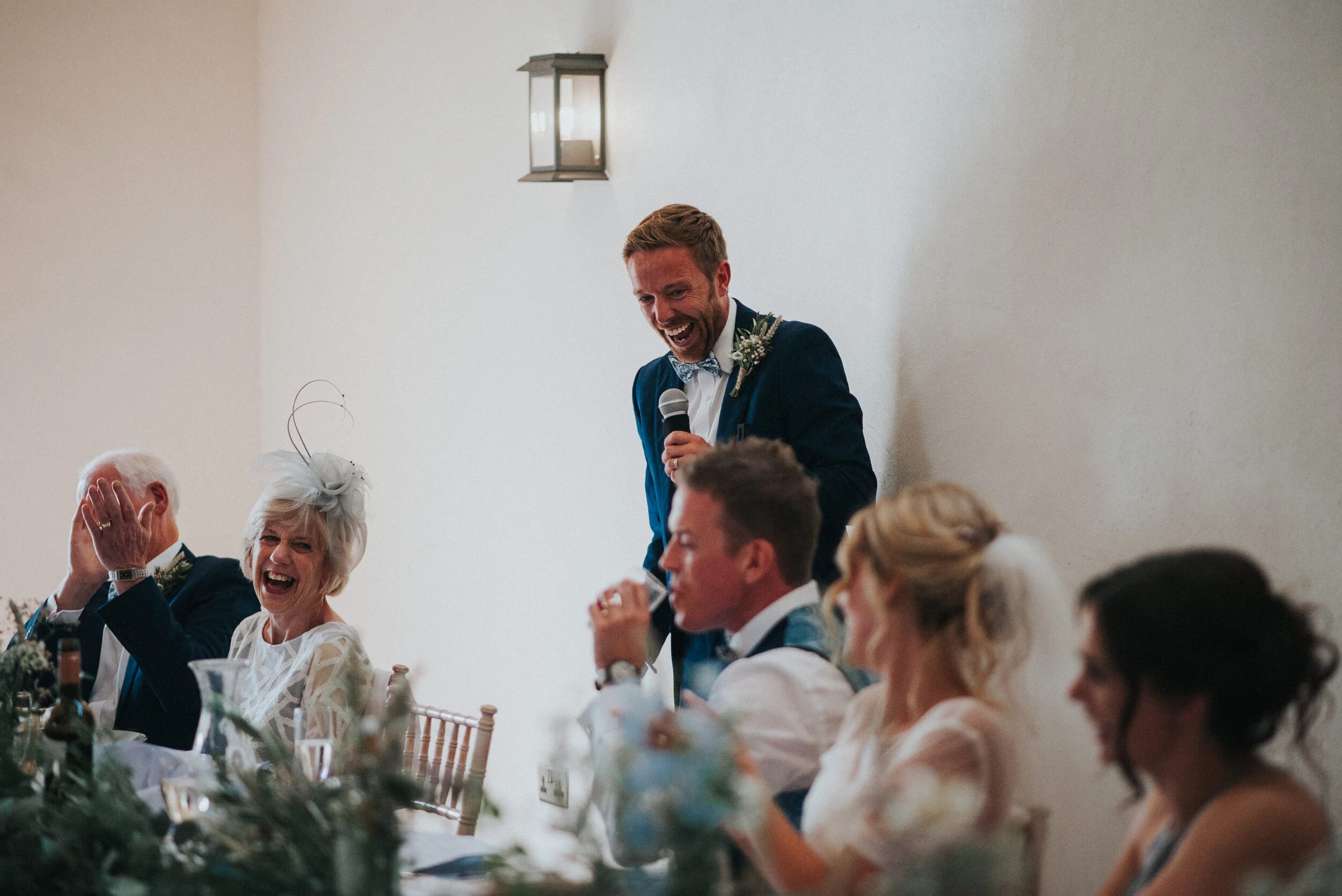 Speeches at Launcells Barton in Bude, captured by Cornwall wedding photographer Mark Shaw Photography