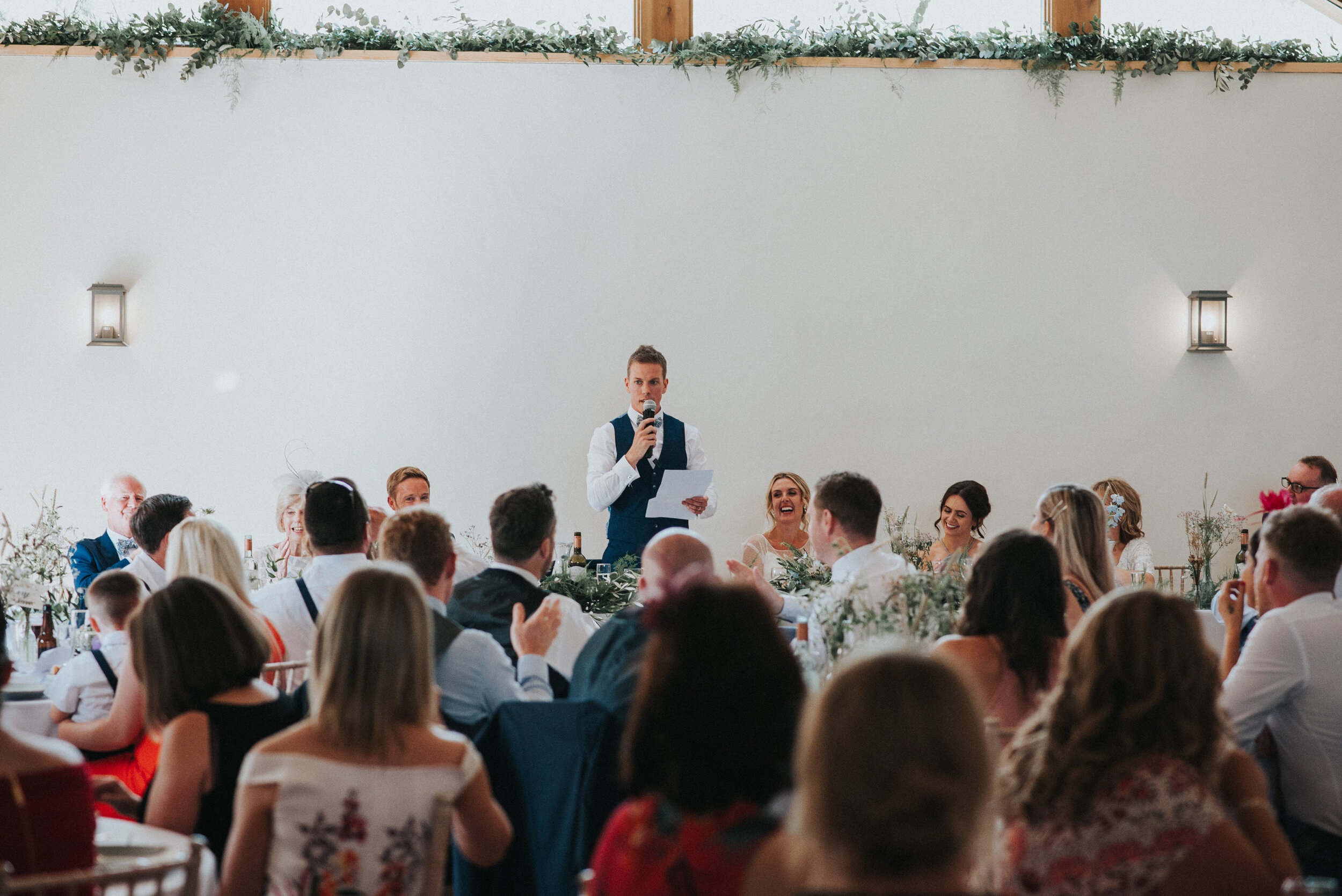 Speeches at Launcells Barton in Bude, captured by Cornwall wedding photographer Mark Shaw Photography