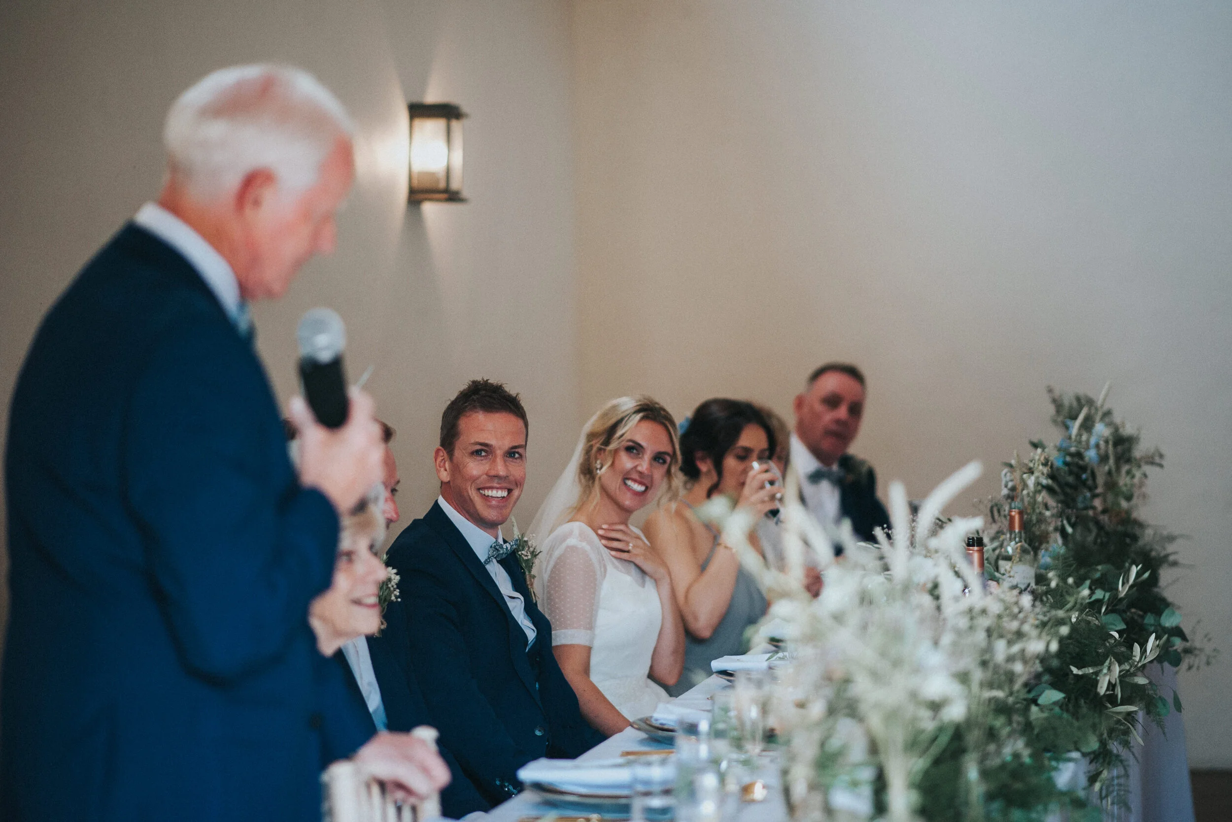 Speeches at Launcells Barton in Bude, captured by Cornwall wedding photographer Mark Shaw Photography