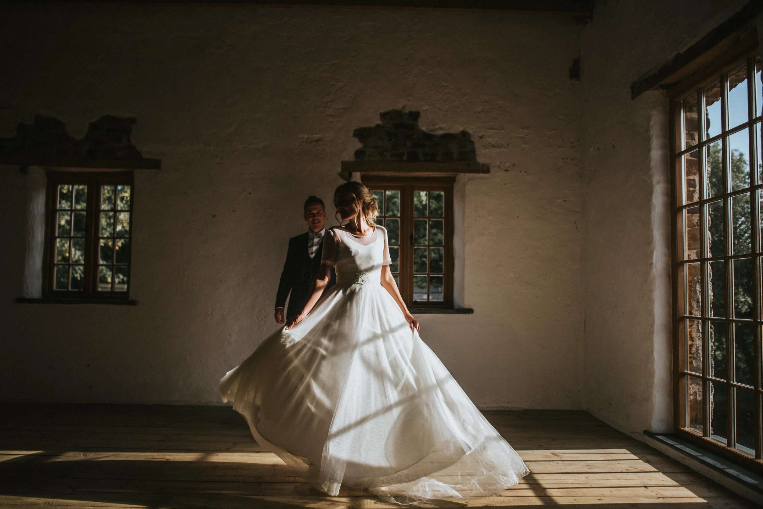 Bride at Launcells Barton in Bude, captured by Cornwall wedding photographer Mark Shaw Photography


