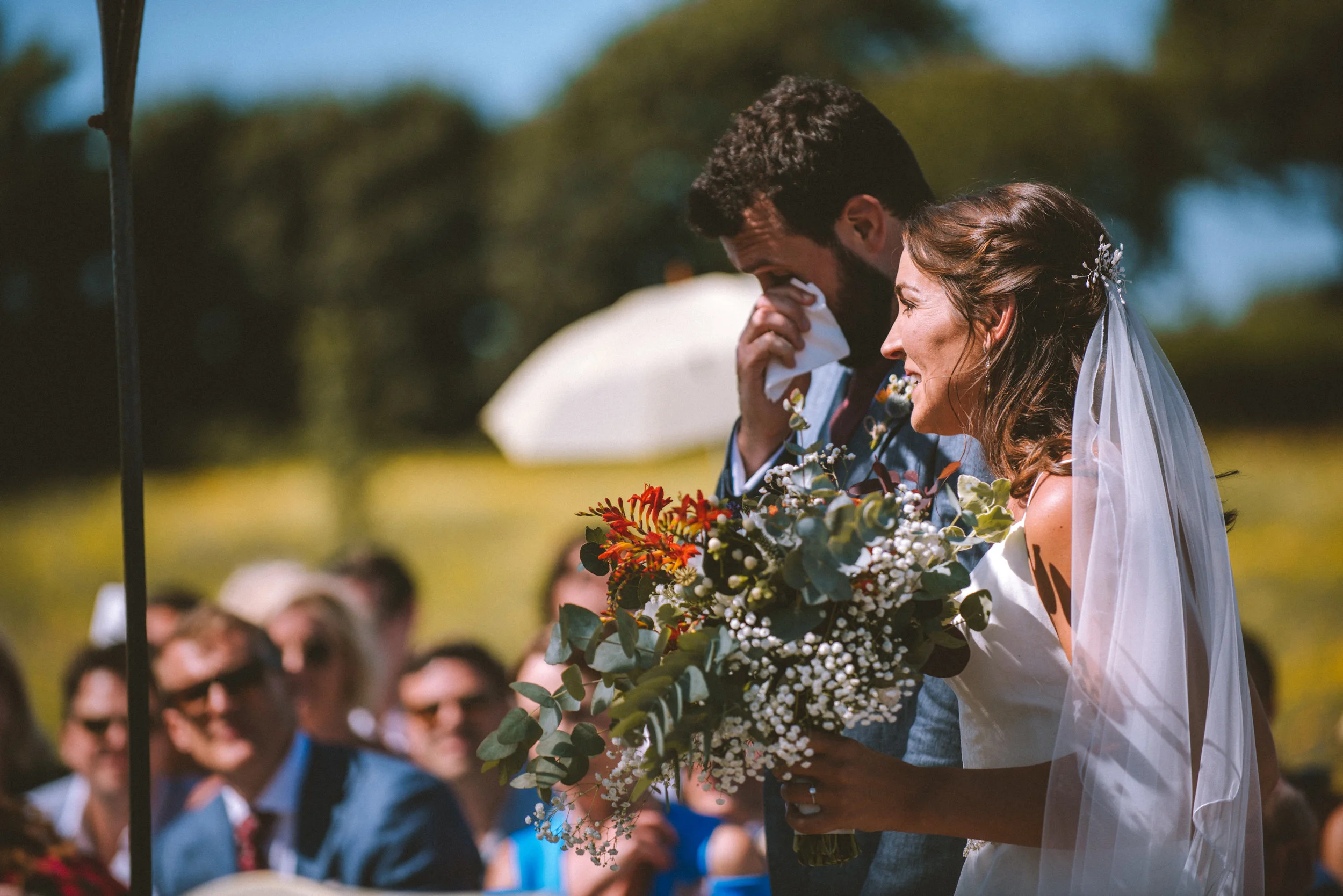 Outdoor wedding ceremony captured by Cornwall wedding photographer Mark Shaw Photography 