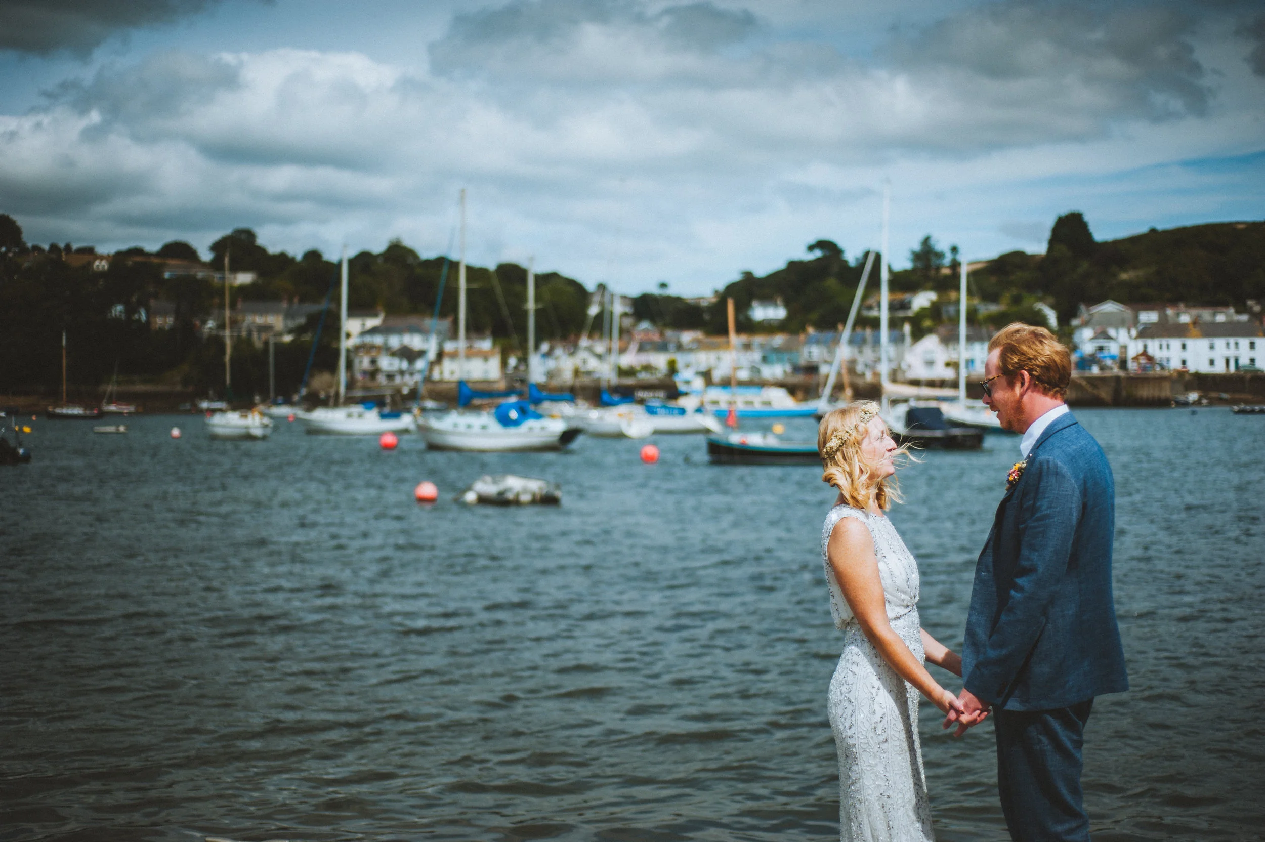Bride and groom in Falmouth captured by Cornwall wedding photographer Mark Shaw Photography 