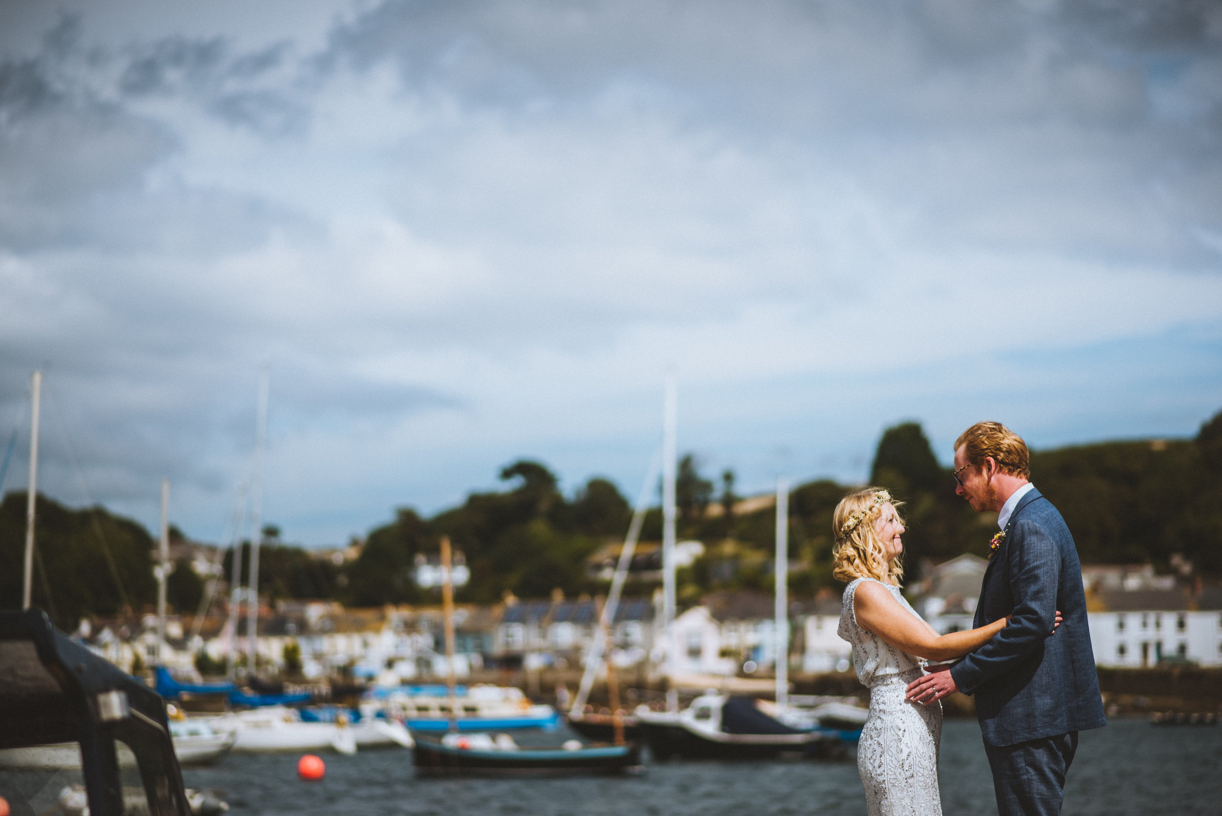 Bride and groom at The Greenbank Hotel in Falmouth, captured by Cornwall wedding photographer Mark Shaw Photography