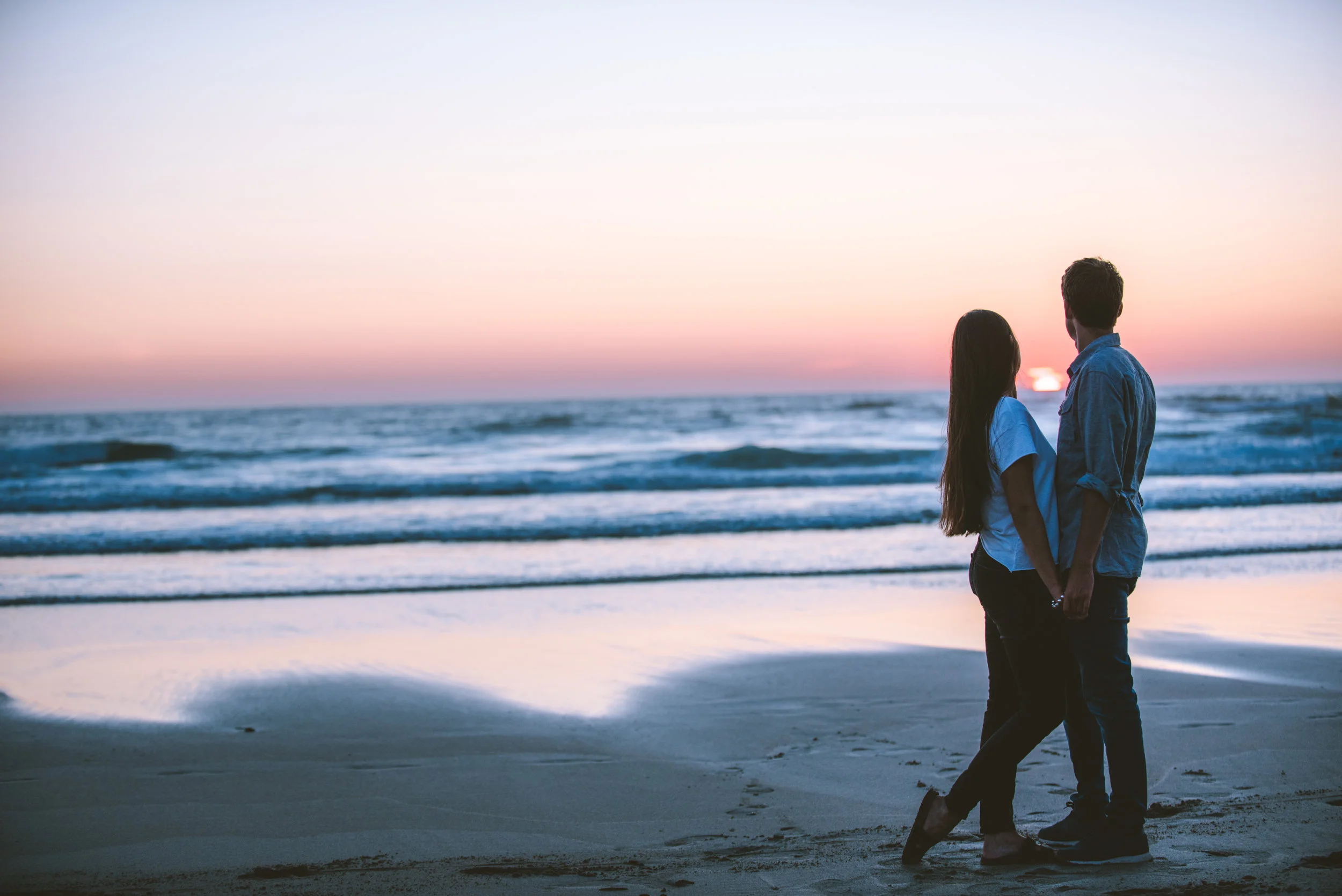 Pre wedding wedding photography at Gwithian in Cornwall at sunset