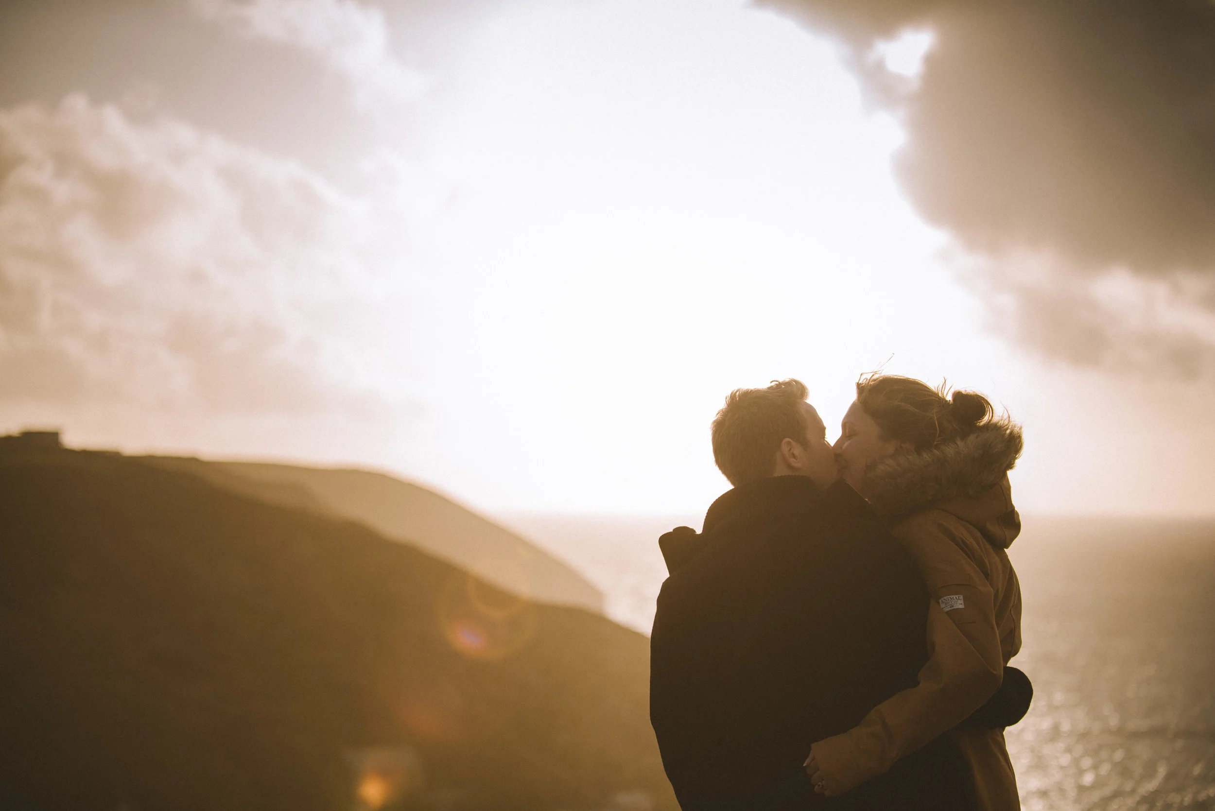 Pre wedding photo session at St Agnes captured by award-winning documentary style Cornwall wedding photographer Mark Shaw Photography.