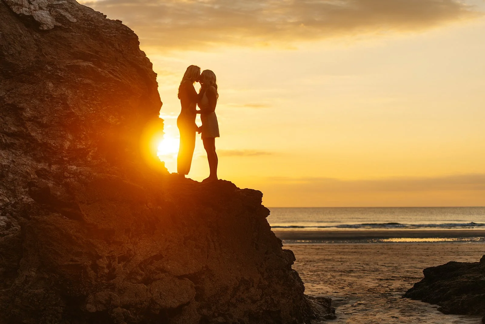 Surprise engagement proposal at Perranporth Beach, Cornwall