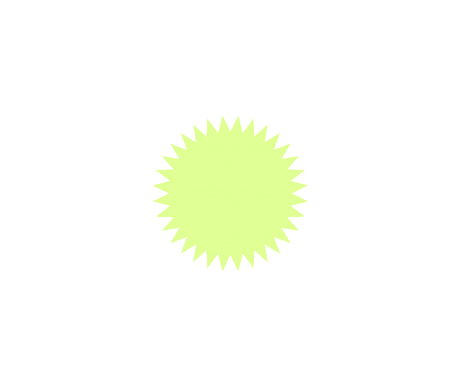 A light green background with a darker green sunburst pattern in the center.
