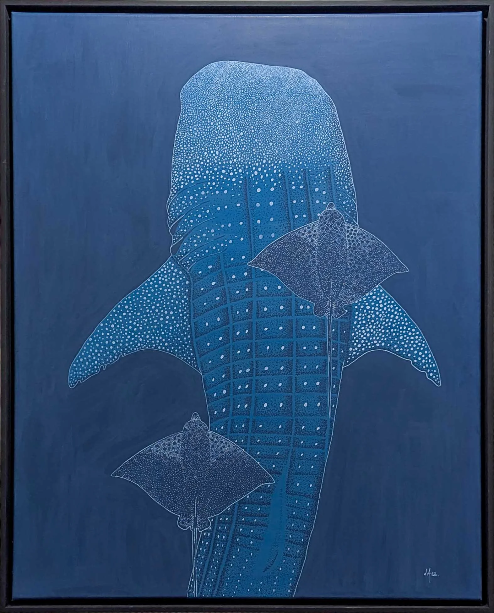 cadre-corpus-marin-stelleria-requin-baleine-dot-art-animaux-marins.jpg