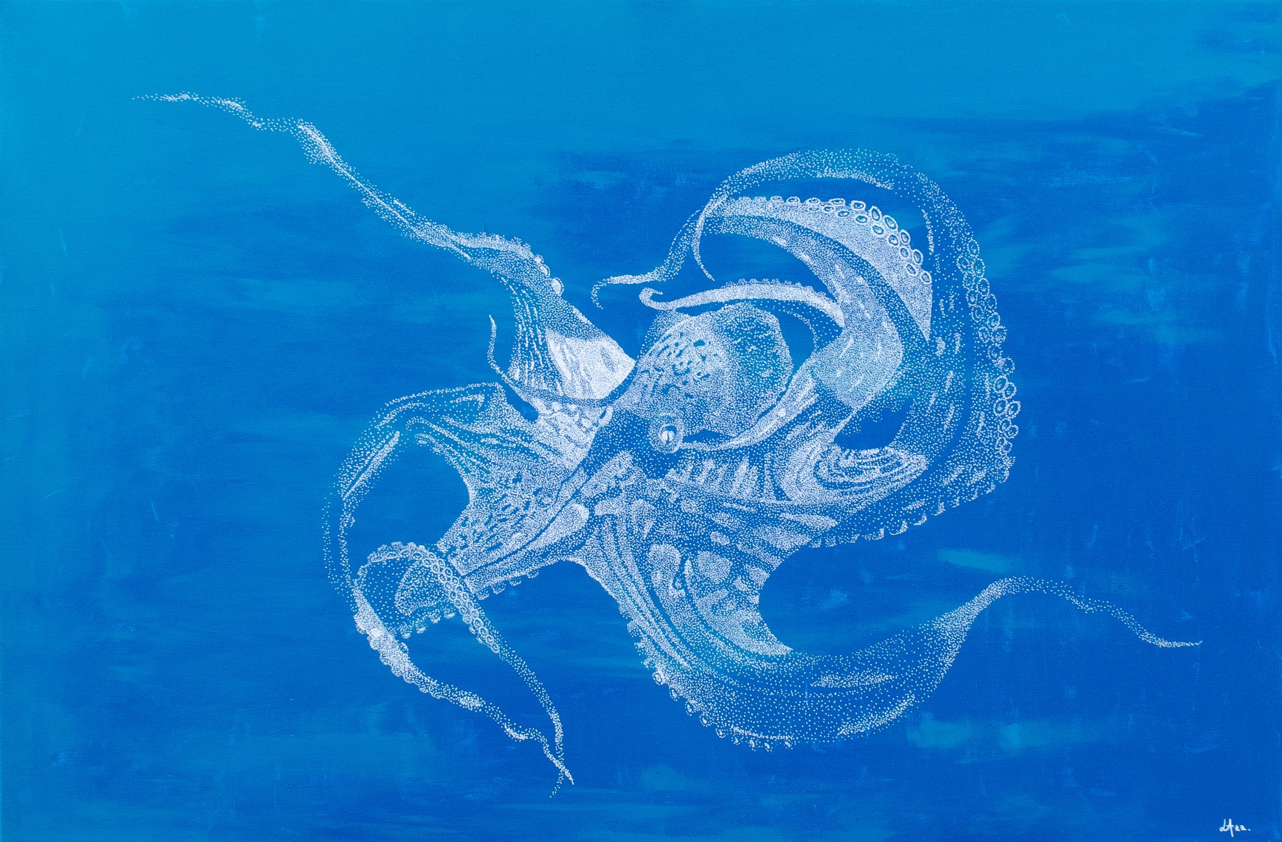  
 Le poulpe 
 2025, 60 x 90 cm 
  Acrylique surtoile  
 Vendu 
 