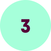 Un cercle vert clair avec le chiffre 3 violet au centre.