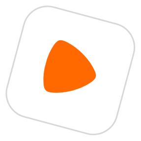 Icône d'une plate-forme de vidéo avec un symbole de lecture orange sur fond blanc