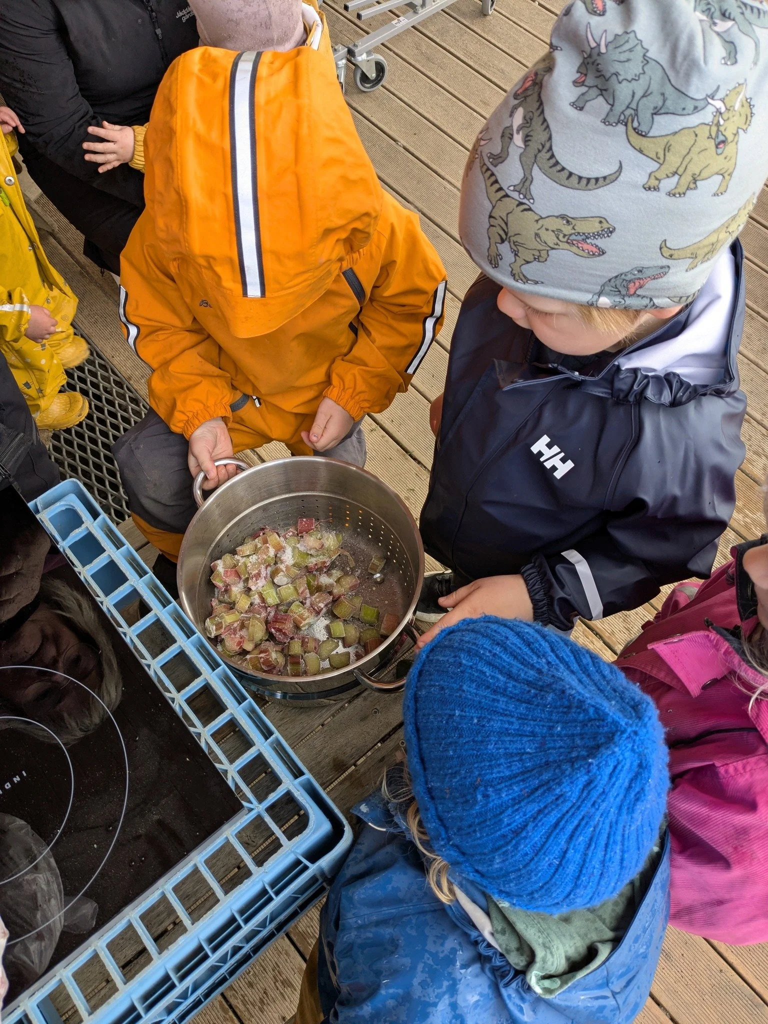 Rabarbraen v&aring;r vokser i rekordfart, s&aring; vi m&aring; henge i med &aring; lage rabarbrasaft. Noe av rabarbraen hadde vi fryst ned mens noe tok vi rett fra &aring;keren! Det blir kortreist og god saft :)