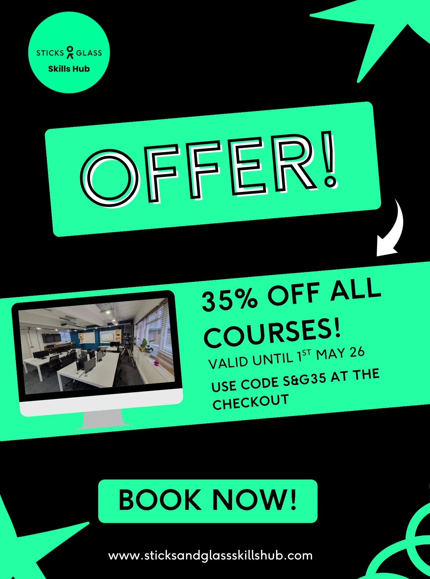 🔥 35% OFF ALL COURSES &ndash; Limited Time! 🔥

Big news from Sticks &amp; Glass Skills Hub!

For a limited time, we&rsquo;re offering 35% off all courses, but you&rsquo;ll need to act fast! This exclusive offer is available until 1st May.

Whether 