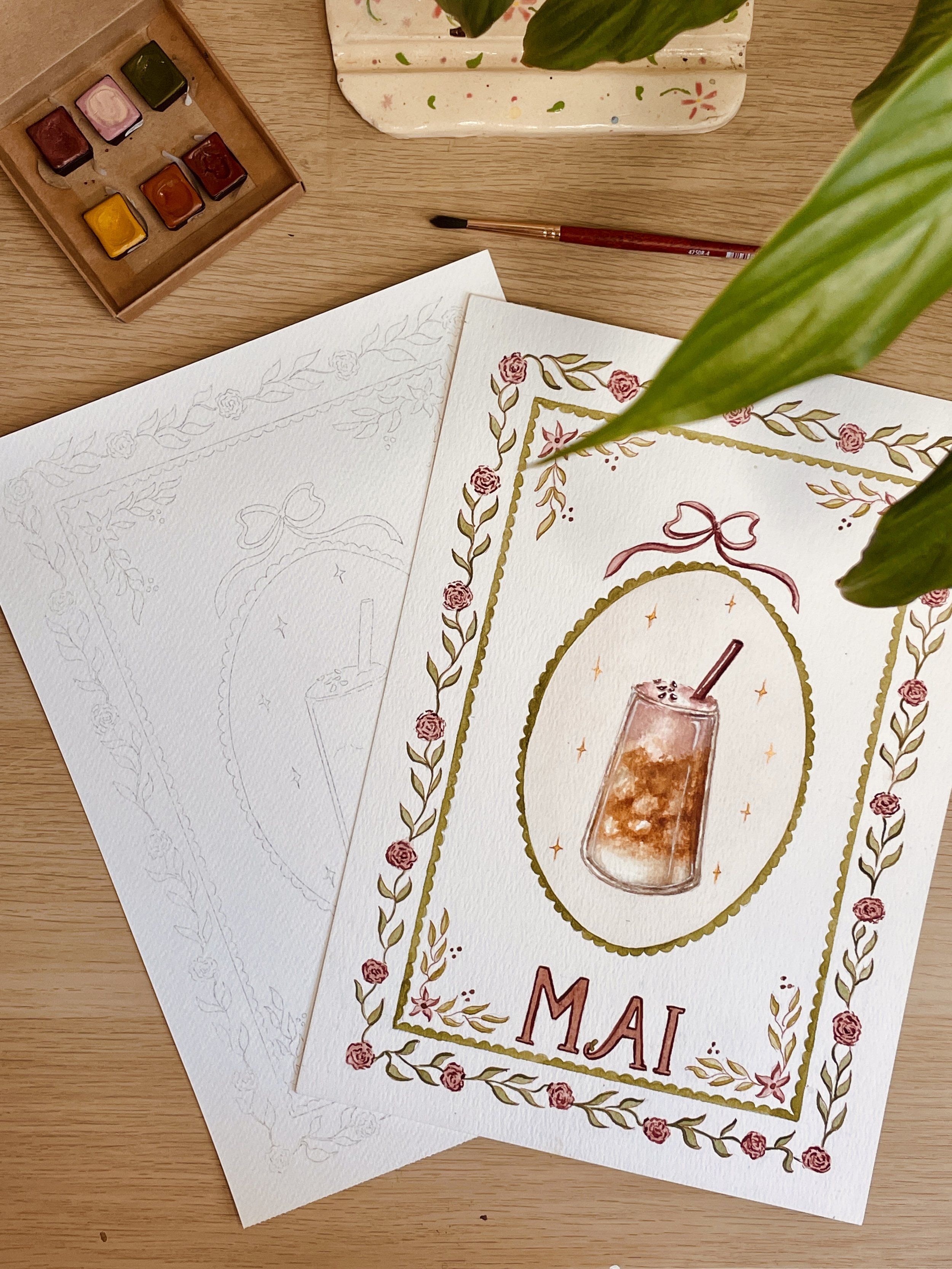 Coloriage Aquarellable - Blossom Latte