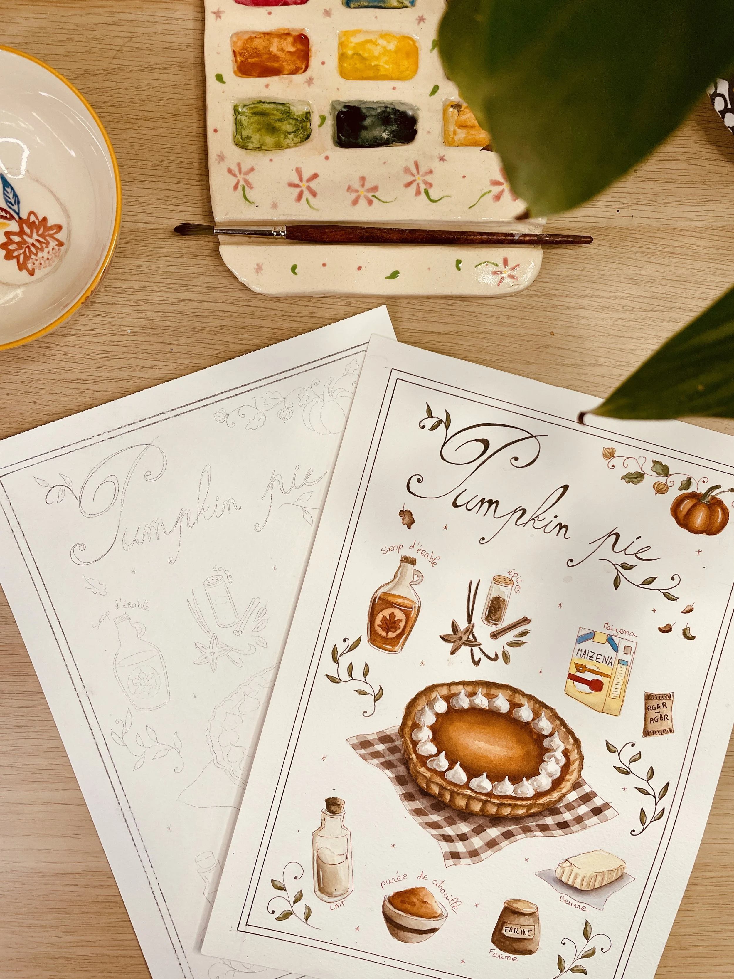 Coloriage Aquarellable - Pumpkin pie