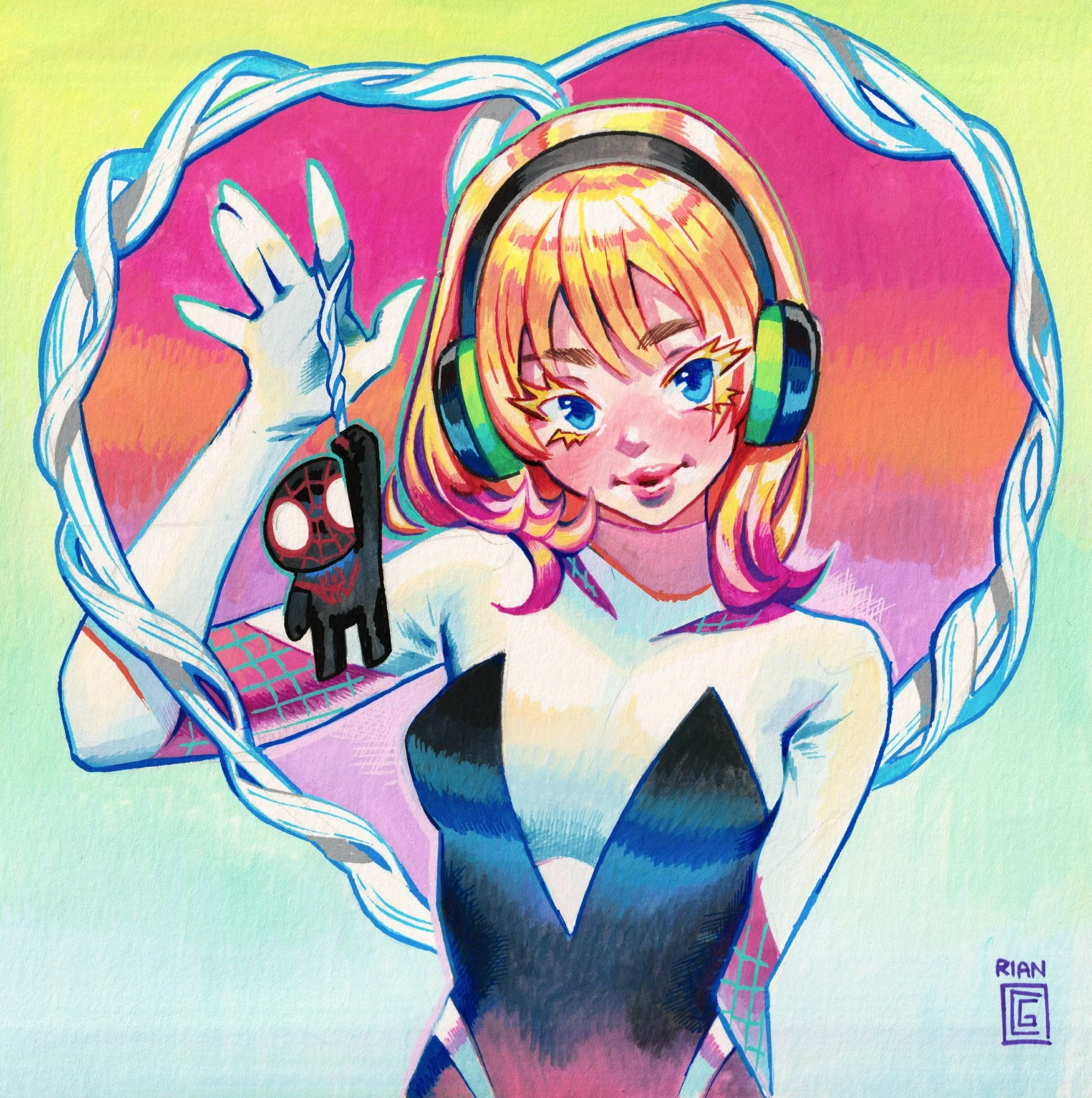 Spider-Gwen with Chibi Miles Morales