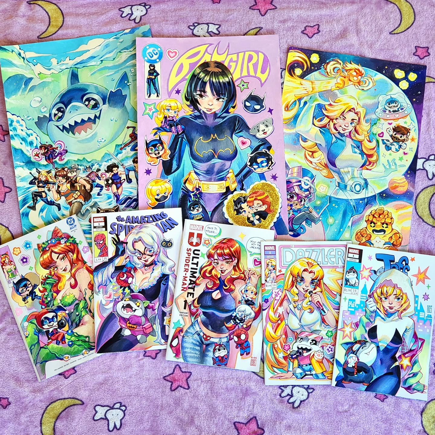 We're down to the last 24 hours to bid on any of these original paintings! 🥰💖 I don't do these often so make sure to check it out at @raremarq if you're interested! 🌈 (🔗LINK IN BIO!)
.
.
.
.
.
#marvel #dccomics #batgirl #maryjane #spidergwen