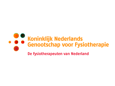 Logo van Koninklijk Nederlands Genootschap voor Fysiotherapie met de tekst: De fysiotherapeuten van Nederland.