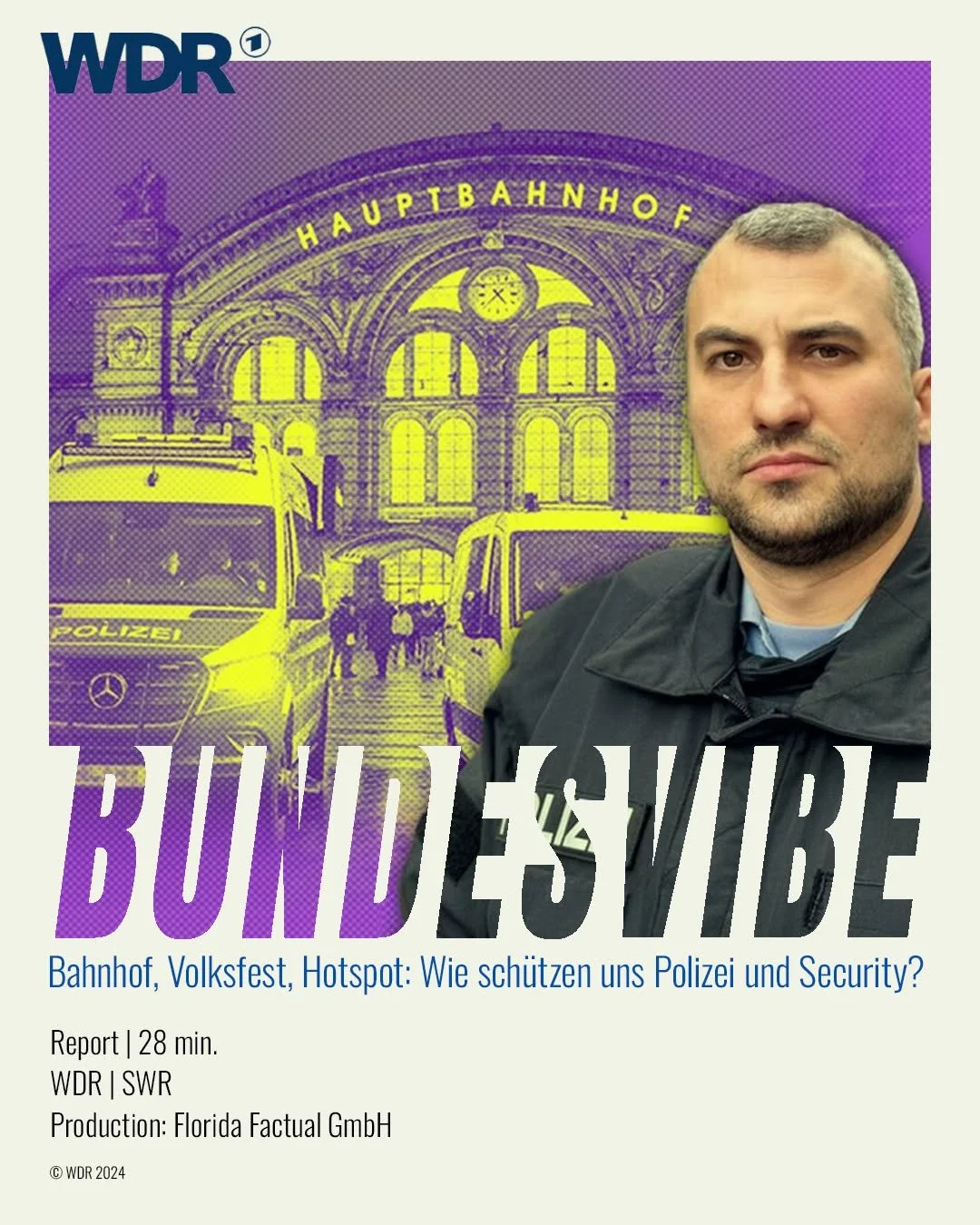 Bundesvibe: Train Station, Fairground, Hotspot &ndash; How Do Police and Security Keep Us Safe?

A film by: Robert H&auml;rtel @harte_rob 
Reporters: Franco Foraci (HR), Josef H&auml;ckler (BR), Immo Maus (RB)
Graphics: Marc Trompetter @kimoh_berlin 