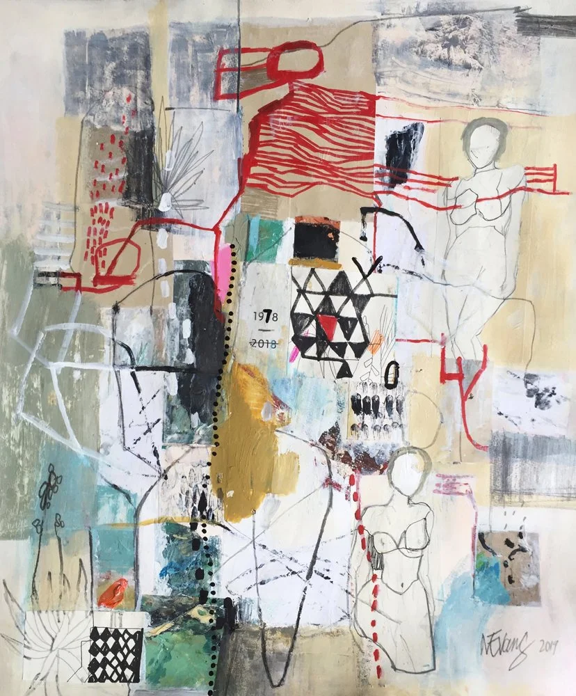 Just Passing Through, 2019, Acrylic, ink and graphite on canvas