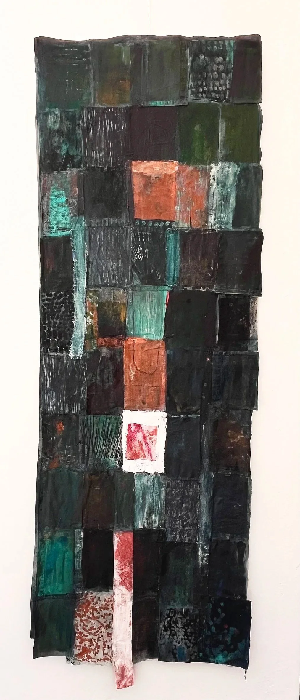 Grounded I, 2025, Mixed media, photography and textile on canvas, 71 x 71cm 