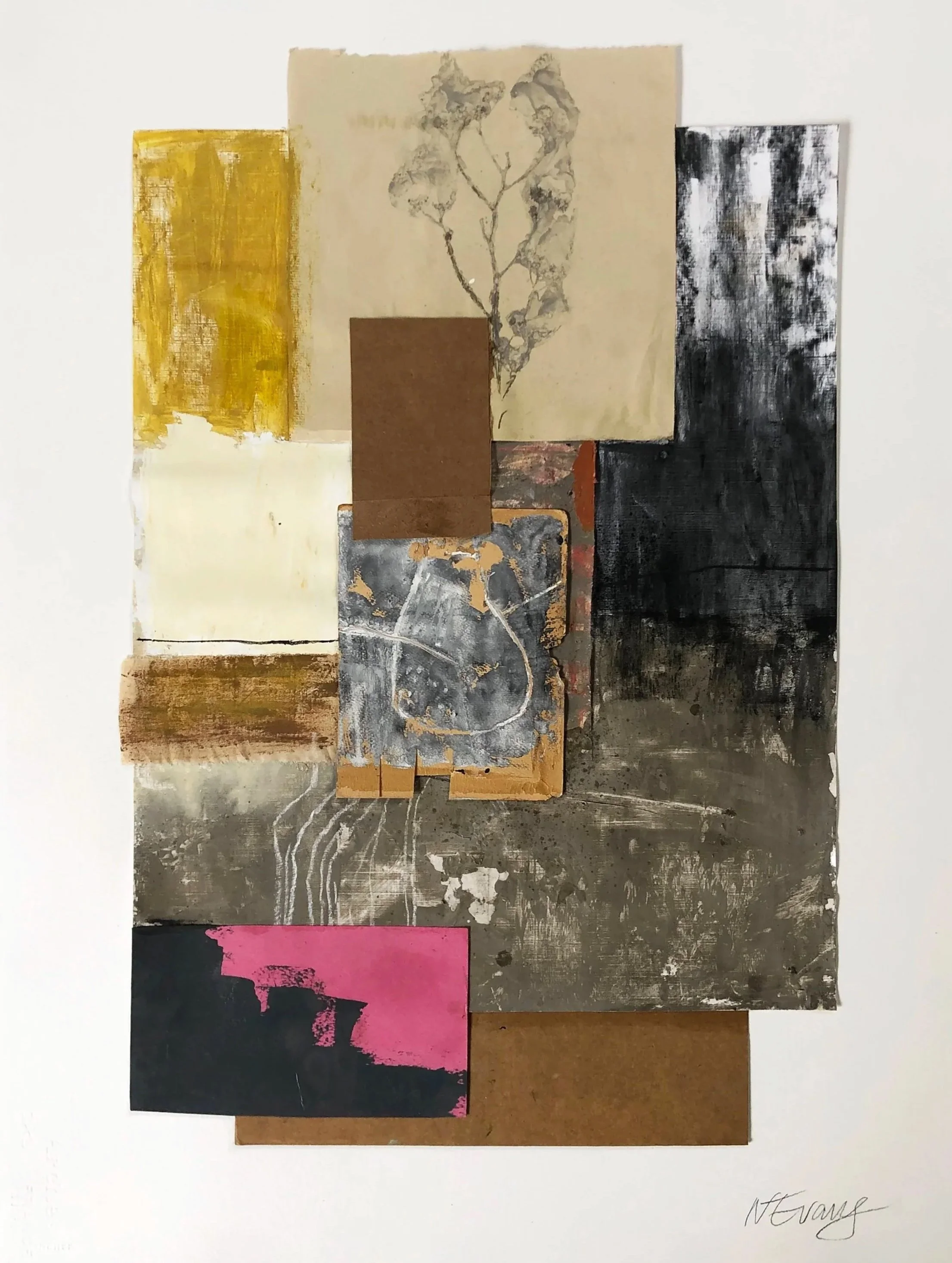 Engaged, 2022, mixed media collage, 57cm x 76cm - float framed 
$1750 