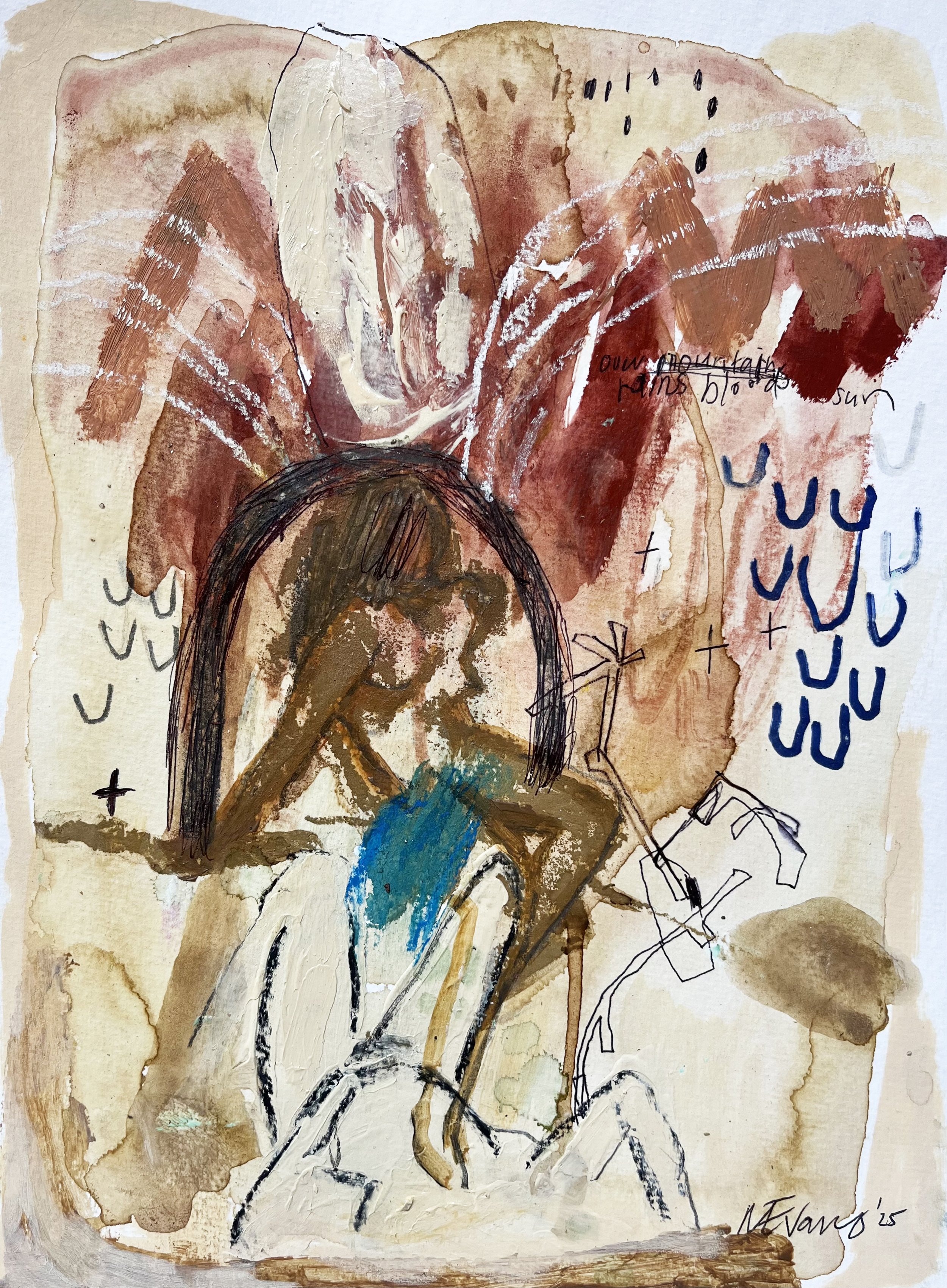 Yield, 2025, acrylic, ink & water on hahnemuhle, 24cm x 32cm - framed
$650