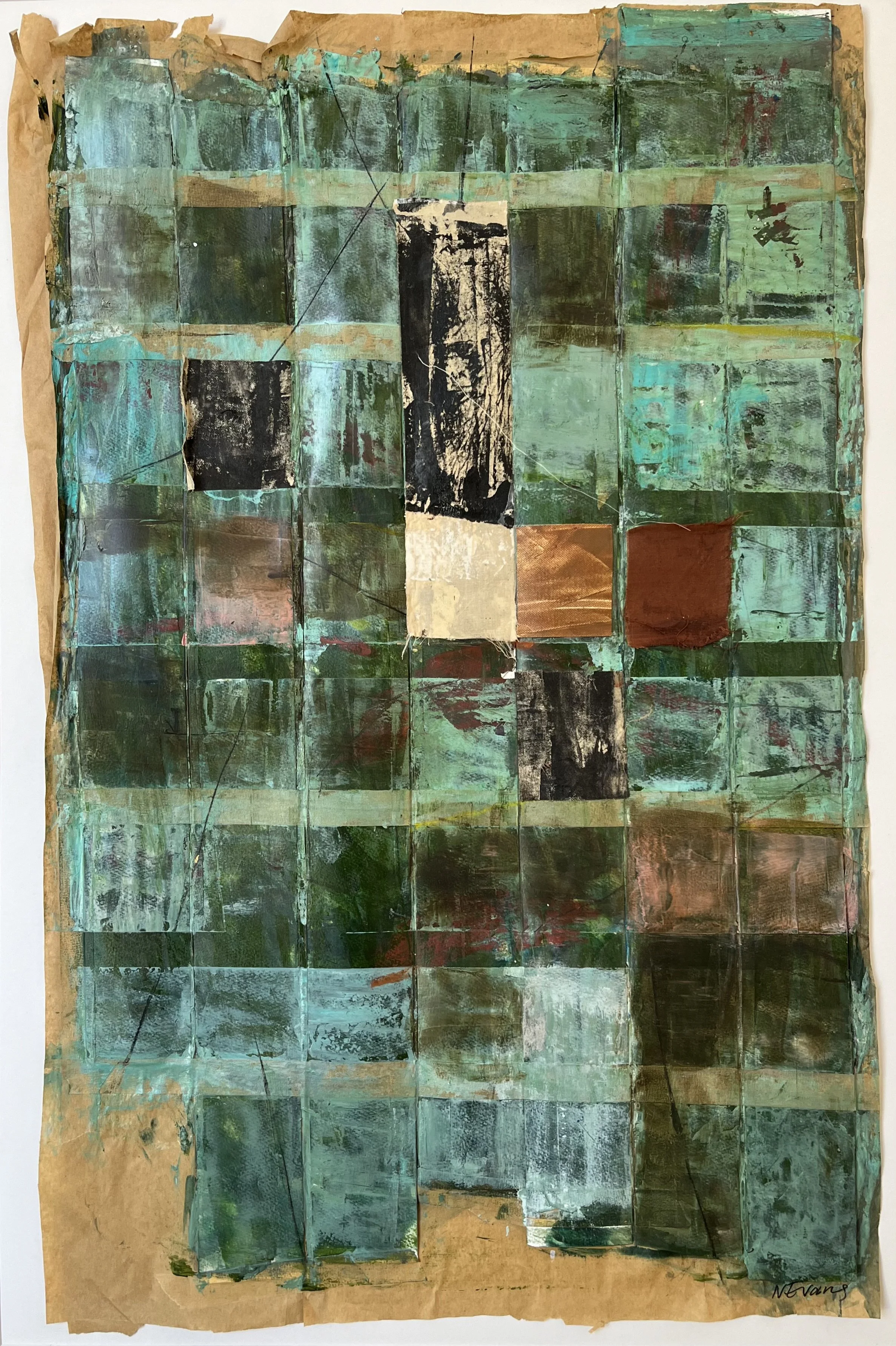 Malechi,e 2024, Ink, acrylic, textile and paper - 77 x 107cm 