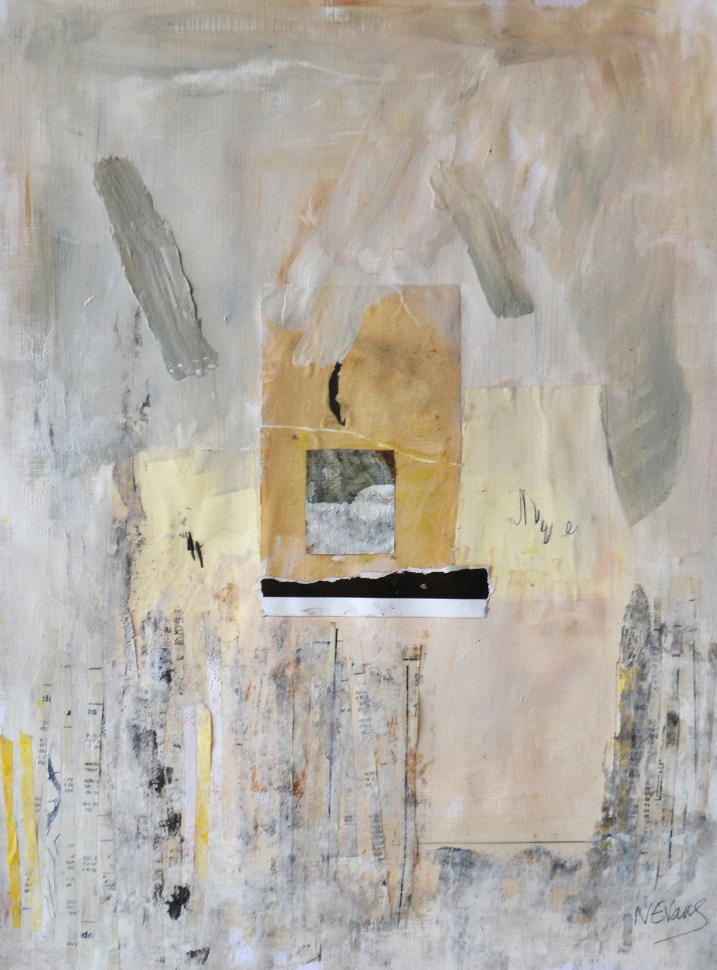 Space Between, 2017, Acrylic and collage on paper, 40cm x 60cm 