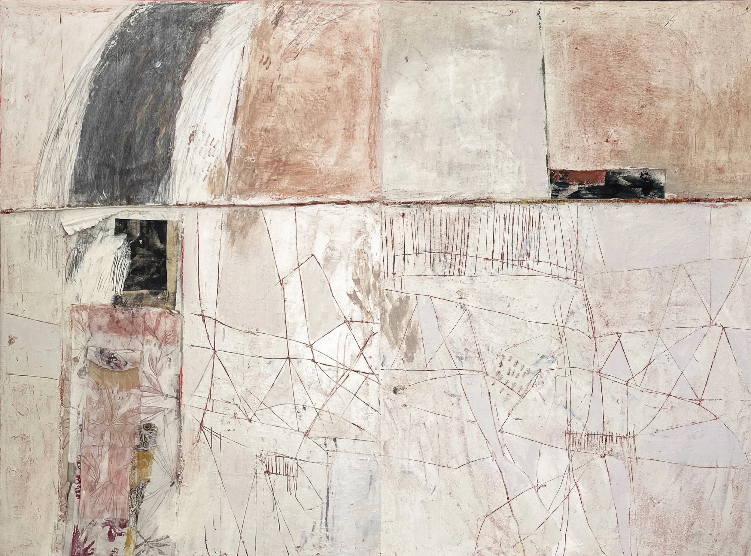 Scaffold (Diptych) 2024, Acrylic, textile, ink and graphite on canvas, 110cm x 80cm 