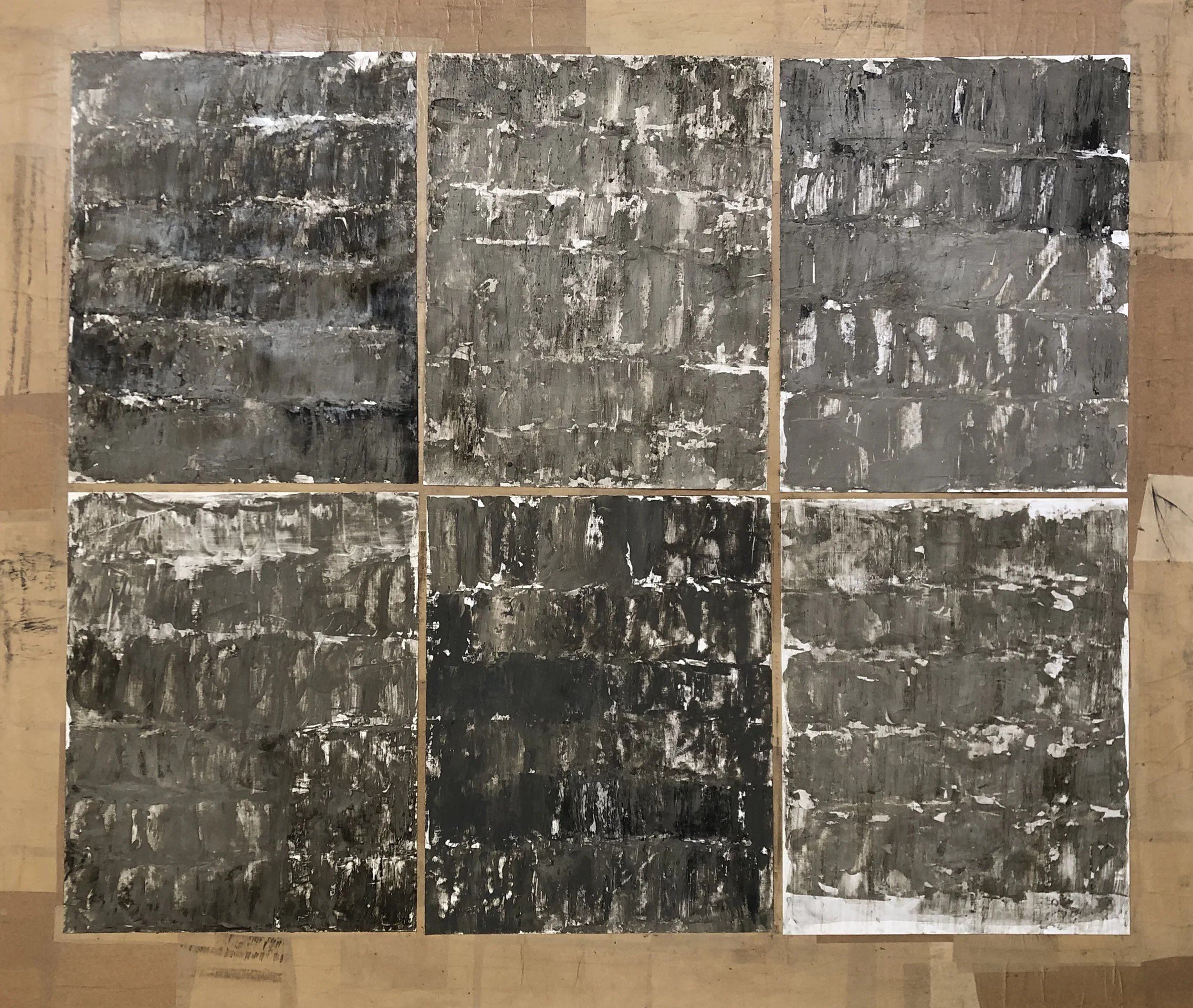 Stay, 2022, Cement and pigment with layers of paper - 150 x 120cm 