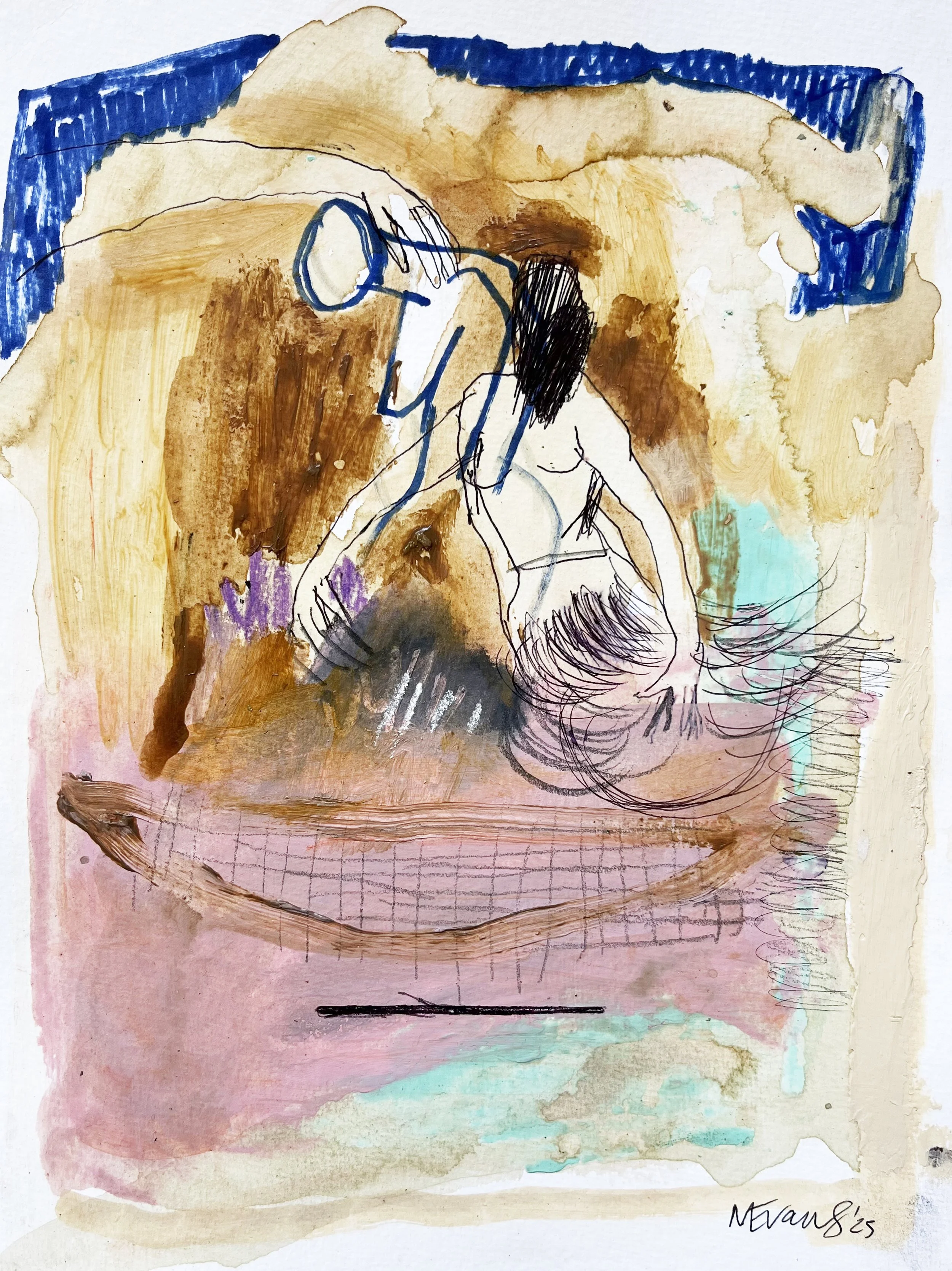 Quicksands, 2025, acrylic, ink & water on hahnemuhle, 24cm x 32cm - framed
$650