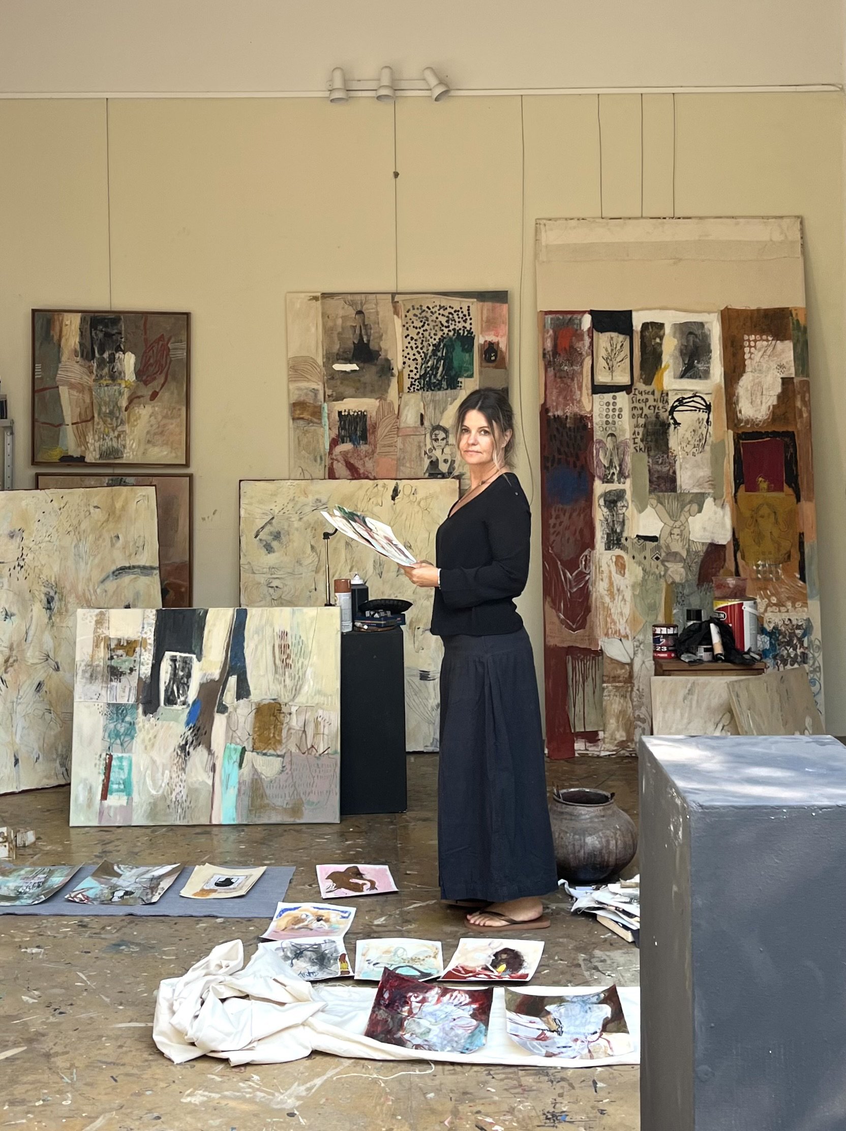 In the studio, preparing for show 