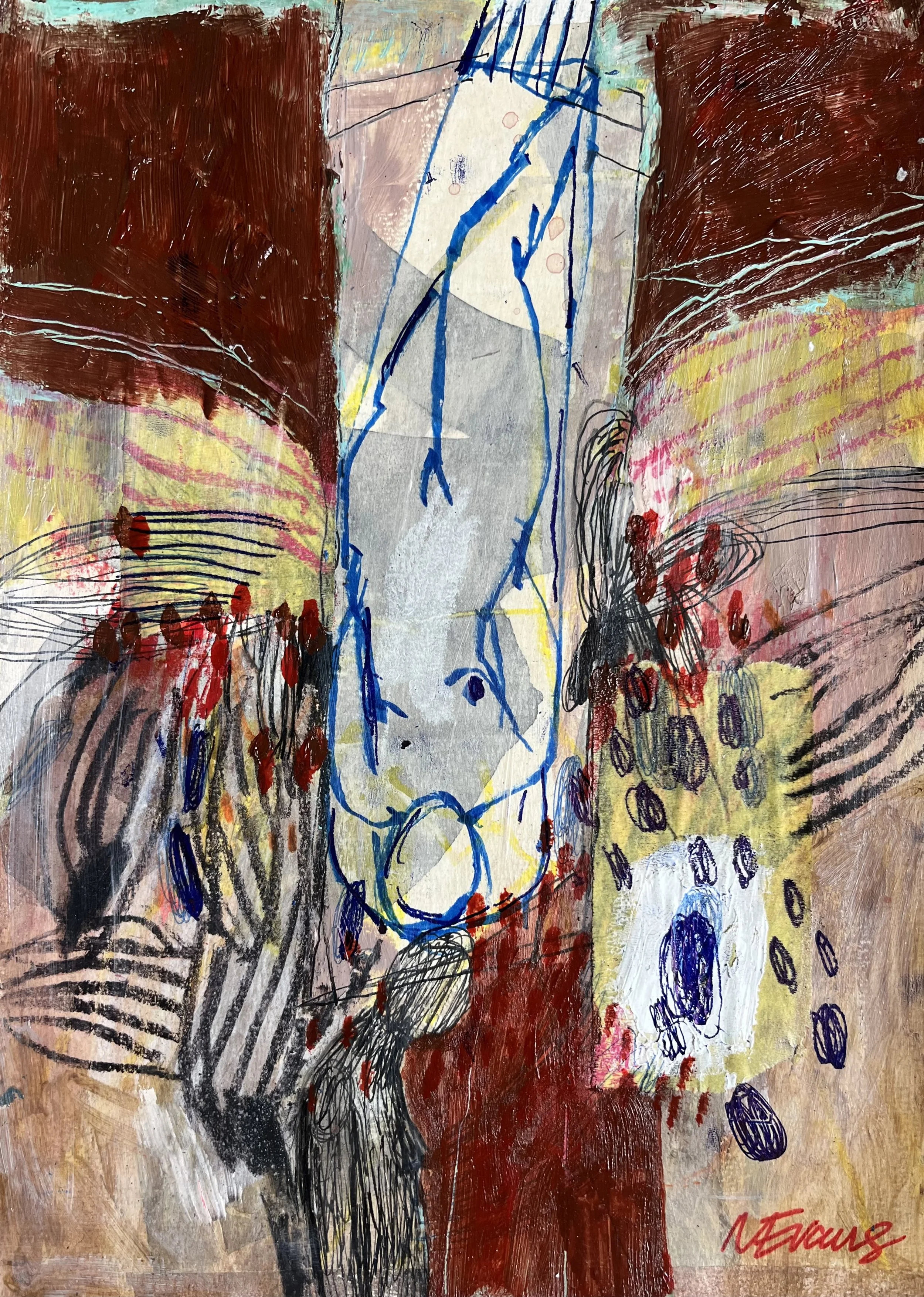 She Honors, 2026,  21 x 30cm, Mixed media on paper, framed size 33 x 42cm 