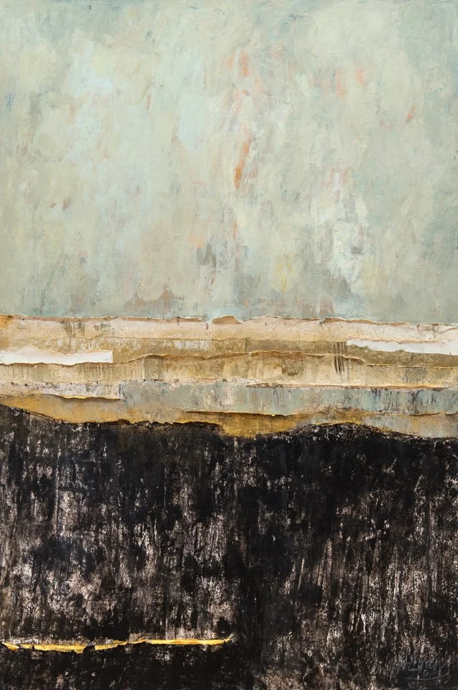 In Between, 2014, Acrylic, charcoal, ink and paper on canvas