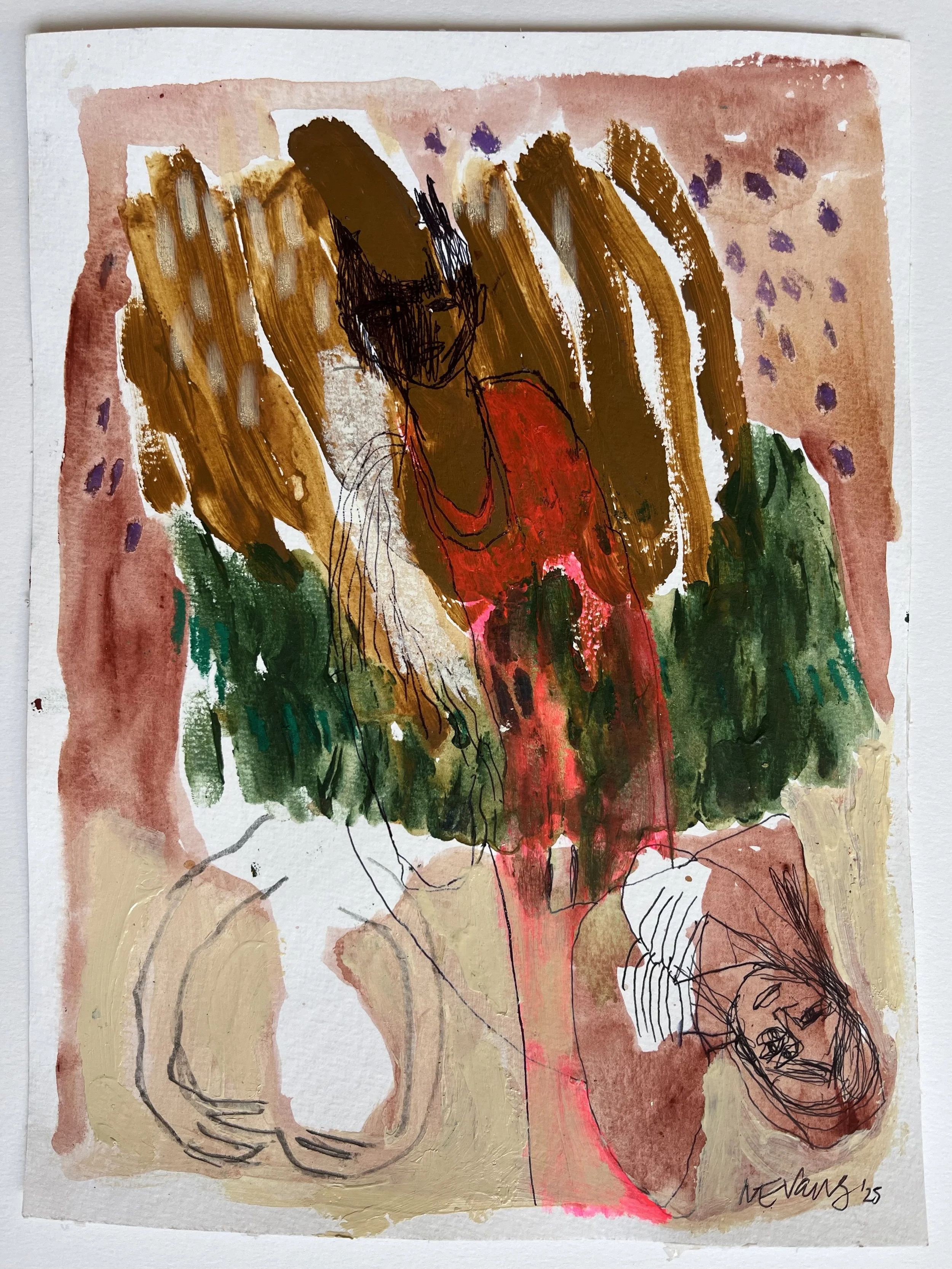 Quicksands, 2025, acrylic, ink & water on paper, 24cm x 32cm - framed