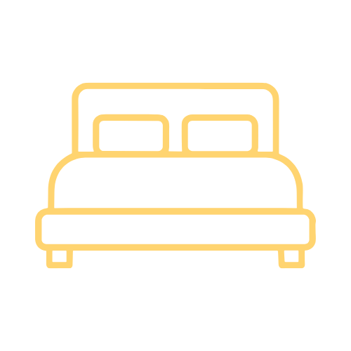 Line drawing of a bed with two pillows