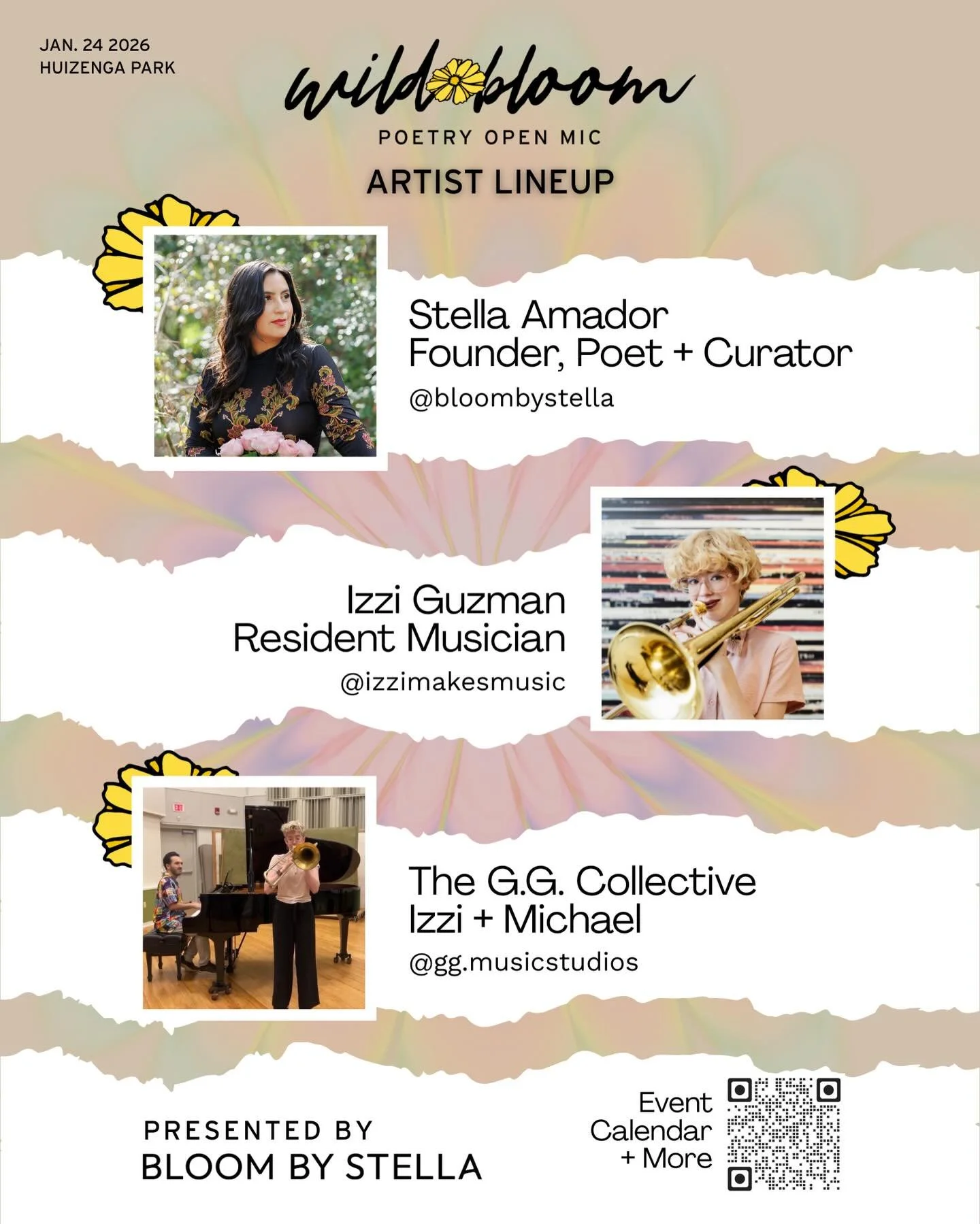 The G.G. Collective duo of @izzimakesmusic and @michaelgasparimusic are proud to be performing with @wildbloompoetry for their open-mic poetry reading.  This will also be paired with the grand reopening of Huizenga Park up in Fort Lauderdale!  Please