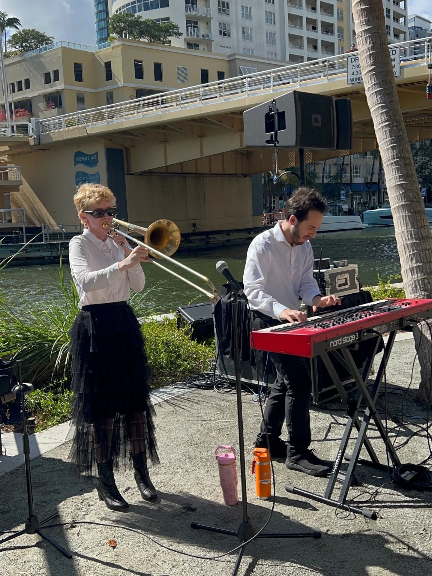 What a fun morning of playing jazz and pop tunes at the newly reopened Huizenga Park! Thank you to @wildbloompoetry for inviting us to open the afternoon with our music. We loved playing and sharing the stage with such great poets! 🌼🌸💐

#jazzmusic