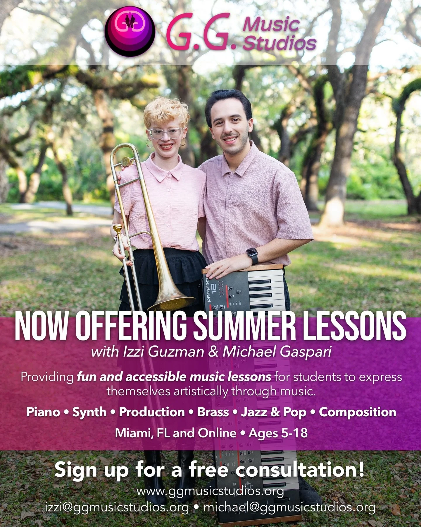 ☀️ Summer Lessons are OPEN! ☀️

We are excited to share we have a handful of openings in our online music studio for trumpet, trombone, piano/synth, music production, and composition students!

Students enjoy growing into confident and expressive mus