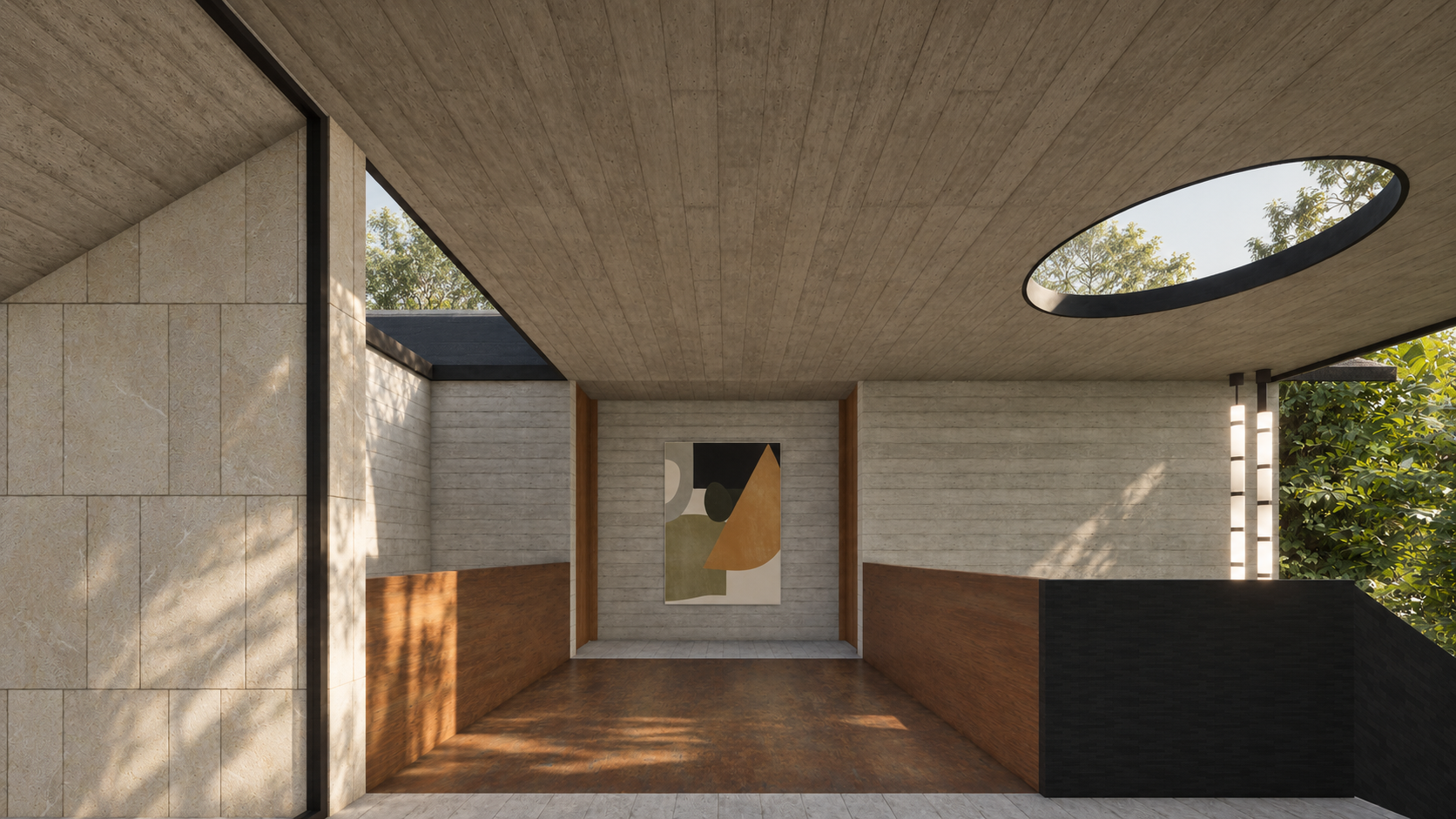Goa villa landing with skylight and greenery-15.png