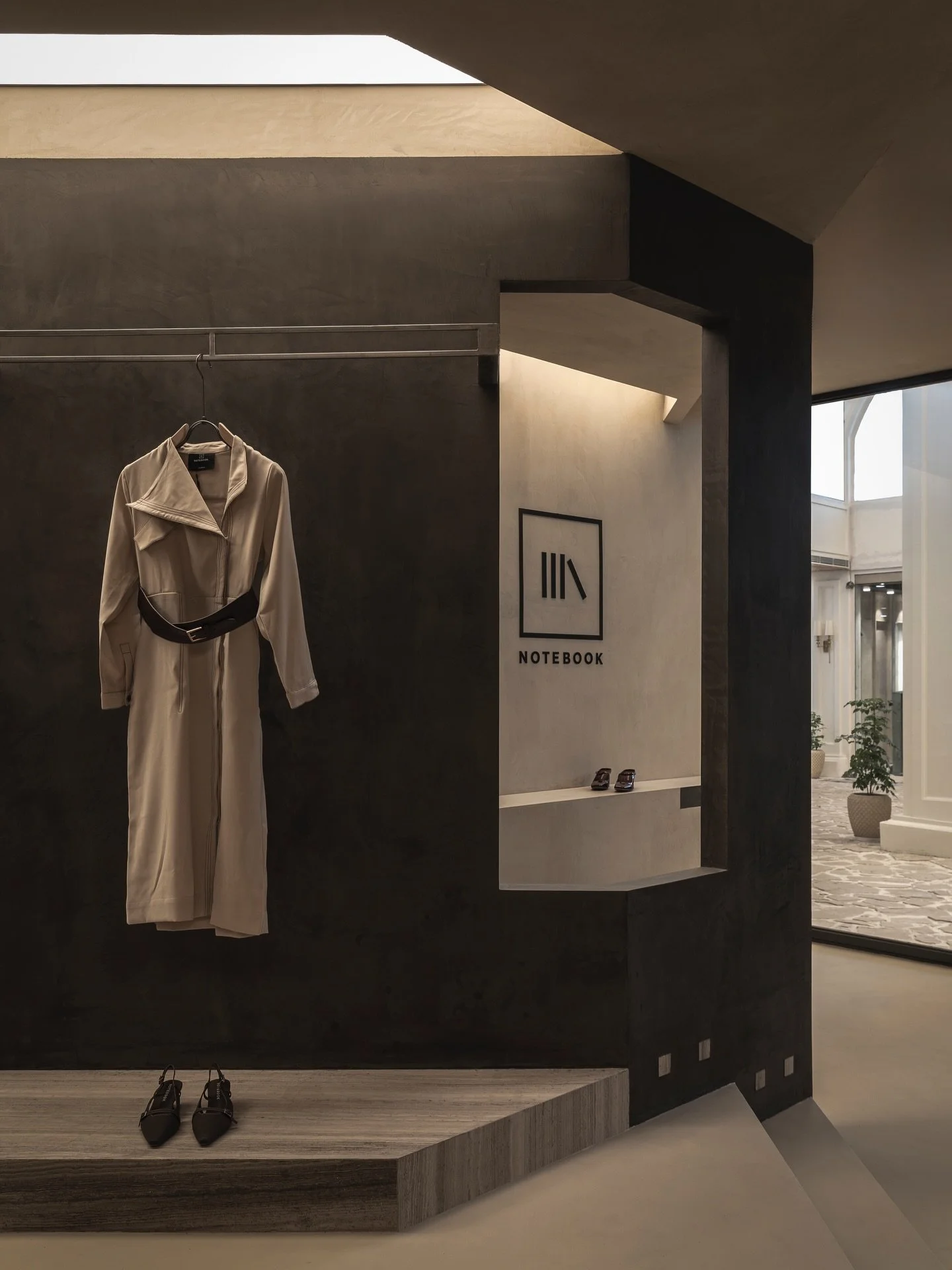 NOTEBOOK | Retail Store 

@notebook.official by @studiodashline at Dhan Mill, New Delhi 

A retail space imagined like a quiet editorial. The store unfolds as a sequence of pages, where movement becomes narrative and clothing is experienced with calm