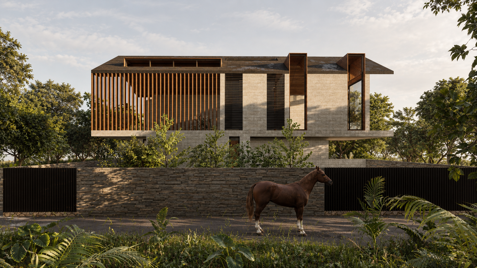 Goa Villa Side Elevation with Horse-3.png