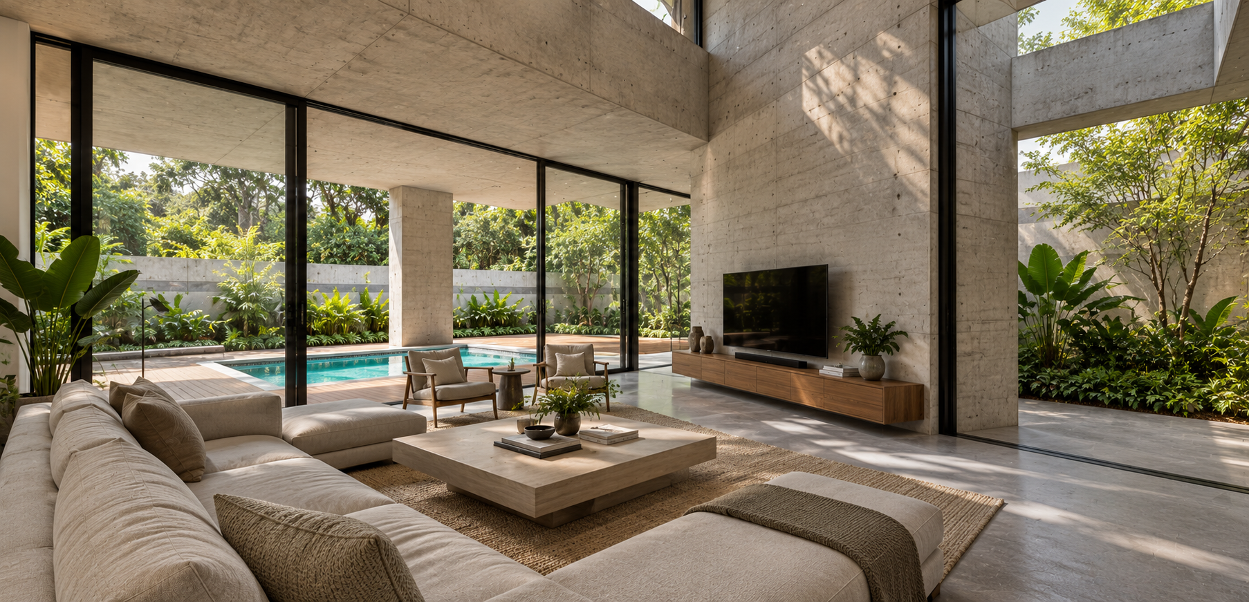 Bangalore Concrete Living Room with Pool Views.png