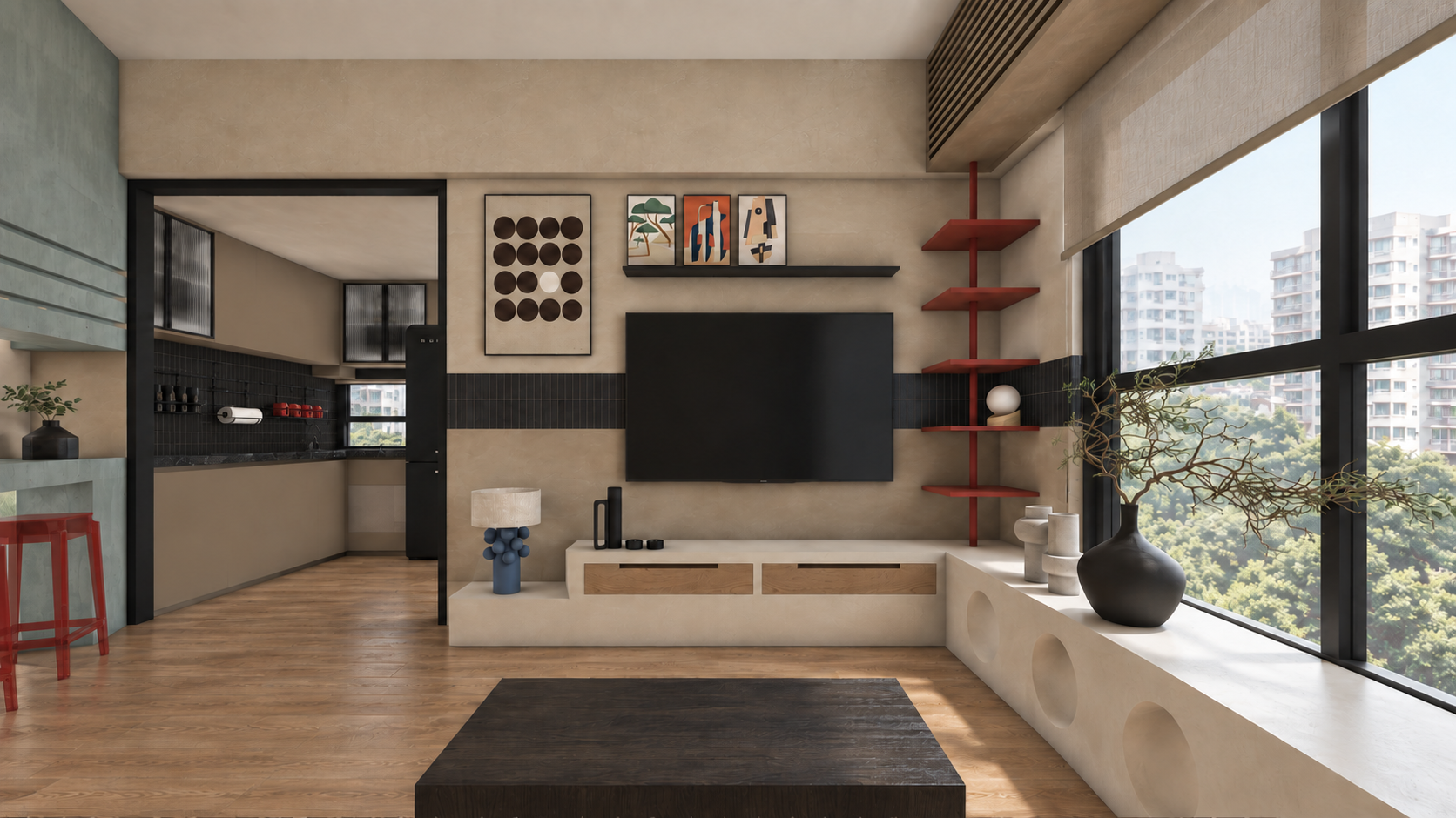 Bedroom Mirror with Warm Corner Shelves-3.png