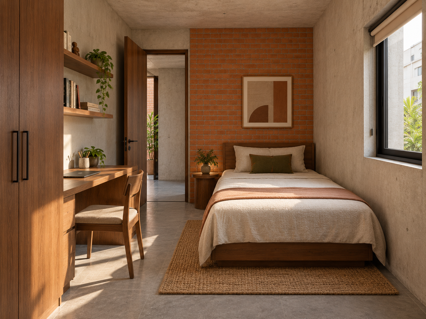 Warm compact children's bedroom with brick accents-9.png