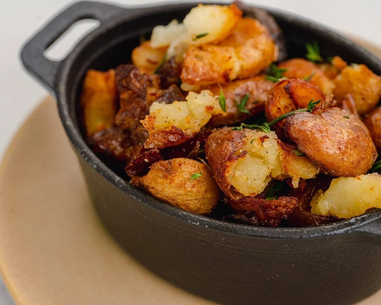 Roasted potatoes in a oven dish