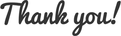 Image with the words "Thank you!" in black cursive text on a transparent background.